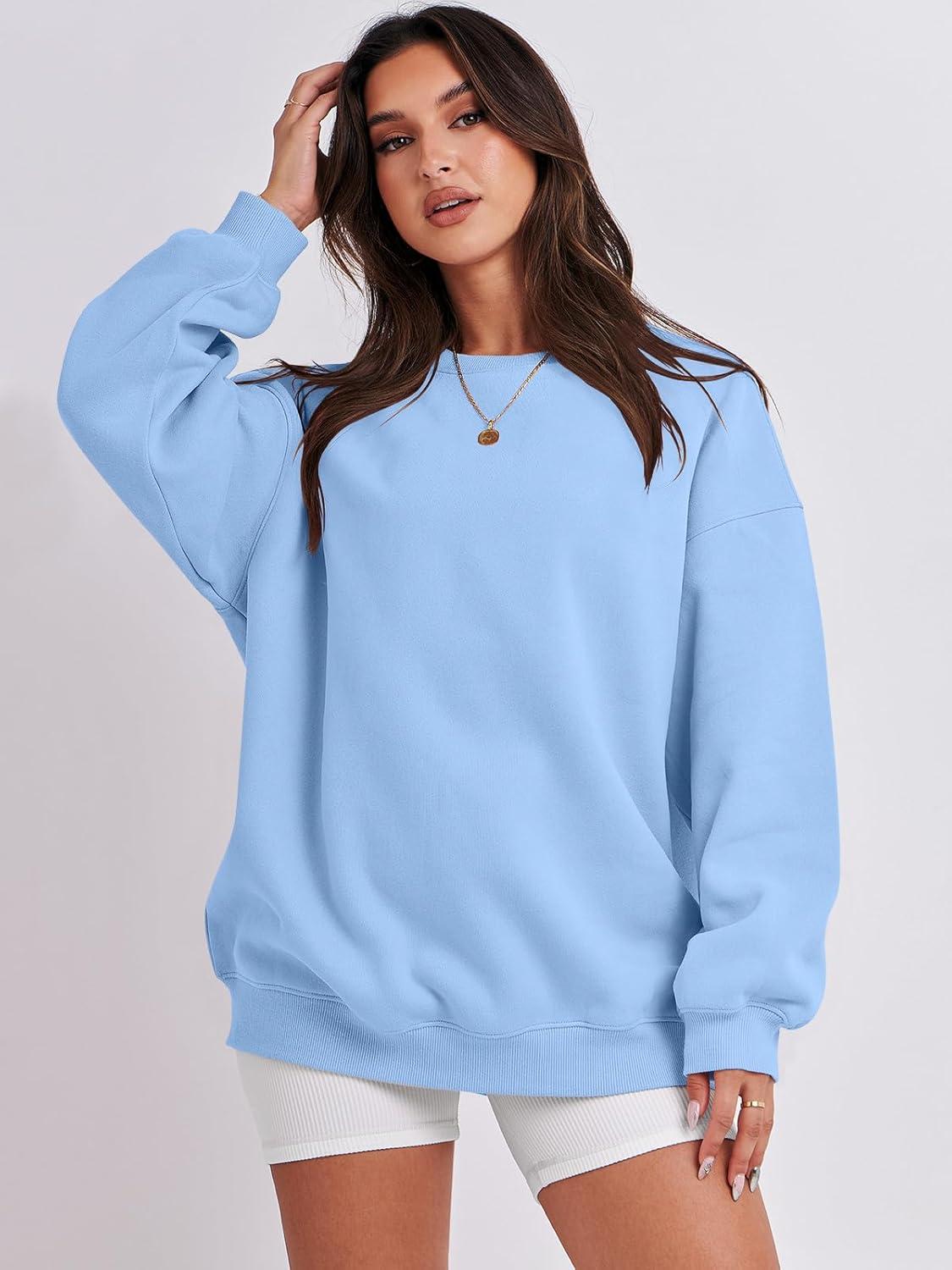 imageANRABESS Oversized Sweatshirt for Women Crewneck Y2K Hoodies Fleece Casual Comfy Pullover Top Fall Outfits Clothes 2025Sky