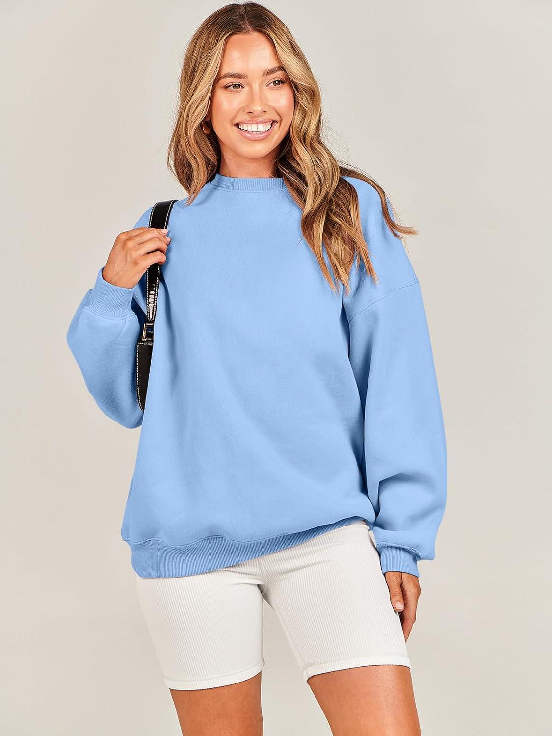 imageANRABESS Oversized Sweatshirt for Women Crewneck Y2K Hoodies Fleece Casual Comfy Pullover Top Fall Outfits Clothes 2025Sky