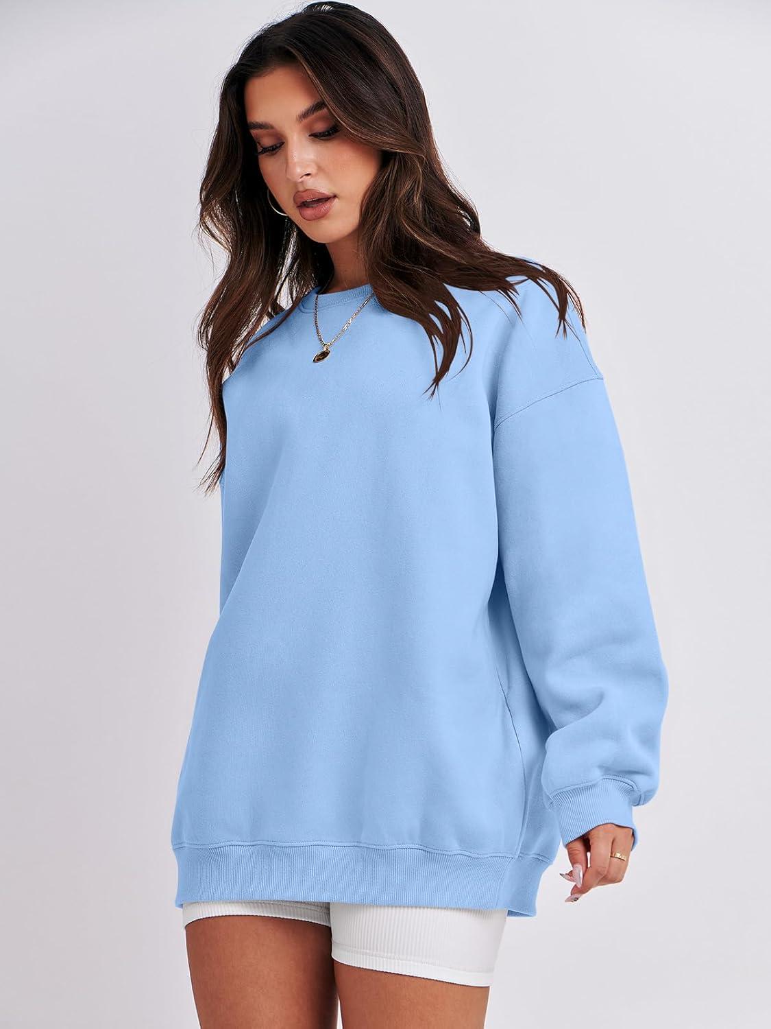 imageANRABESS Oversized Sweatshirt for Women Crewneck Y2K Hoodies Fleece Casual Comfy Pullover Top Fall Outfits Clothes 2025Sky
