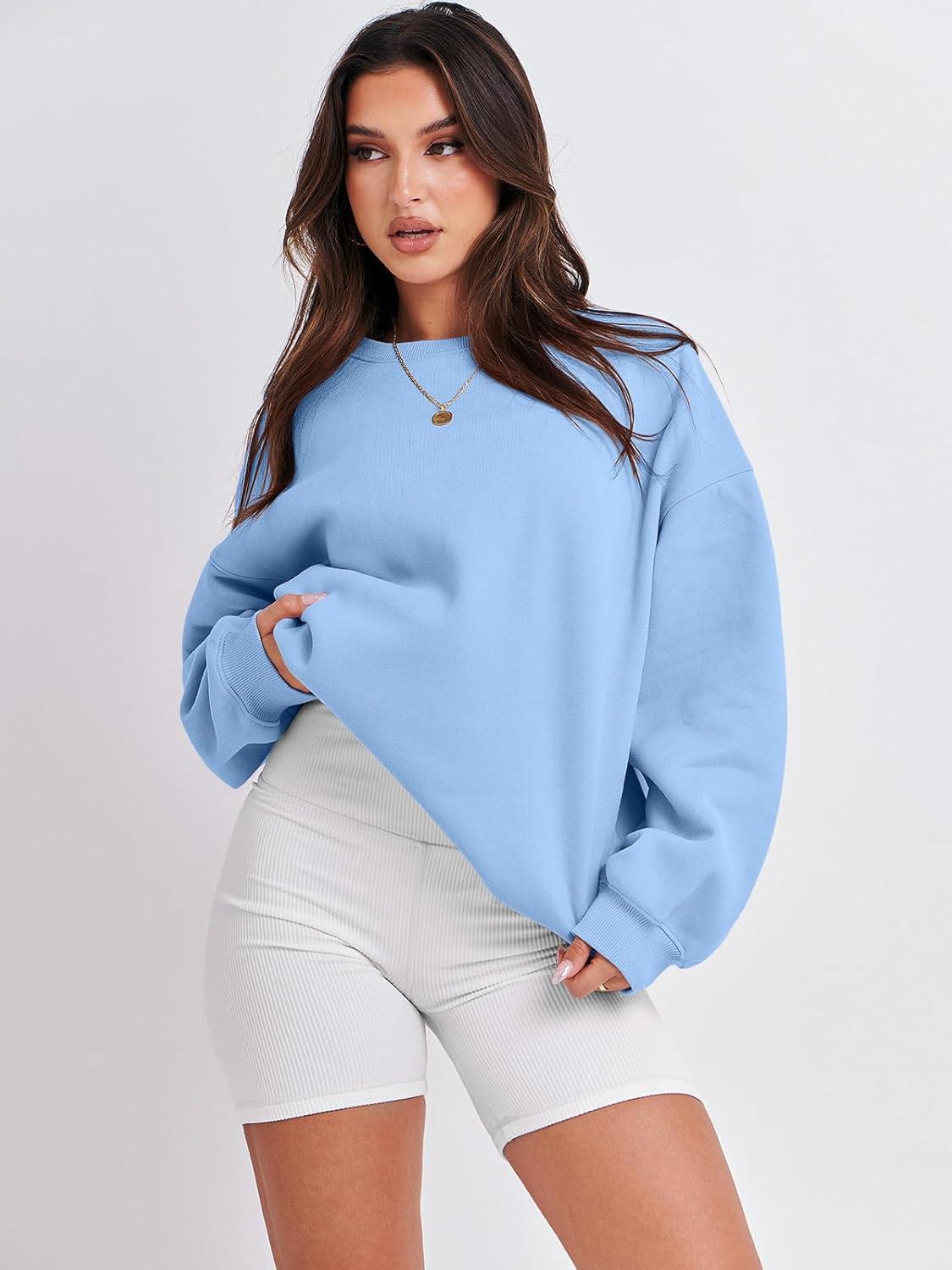 imageANRABESS Oversized Sweatshirt for Women Crewneck Y2K Hoodies Fleece Casual Comfy Pullover Top Fall Outfits Clothes 2025Sky