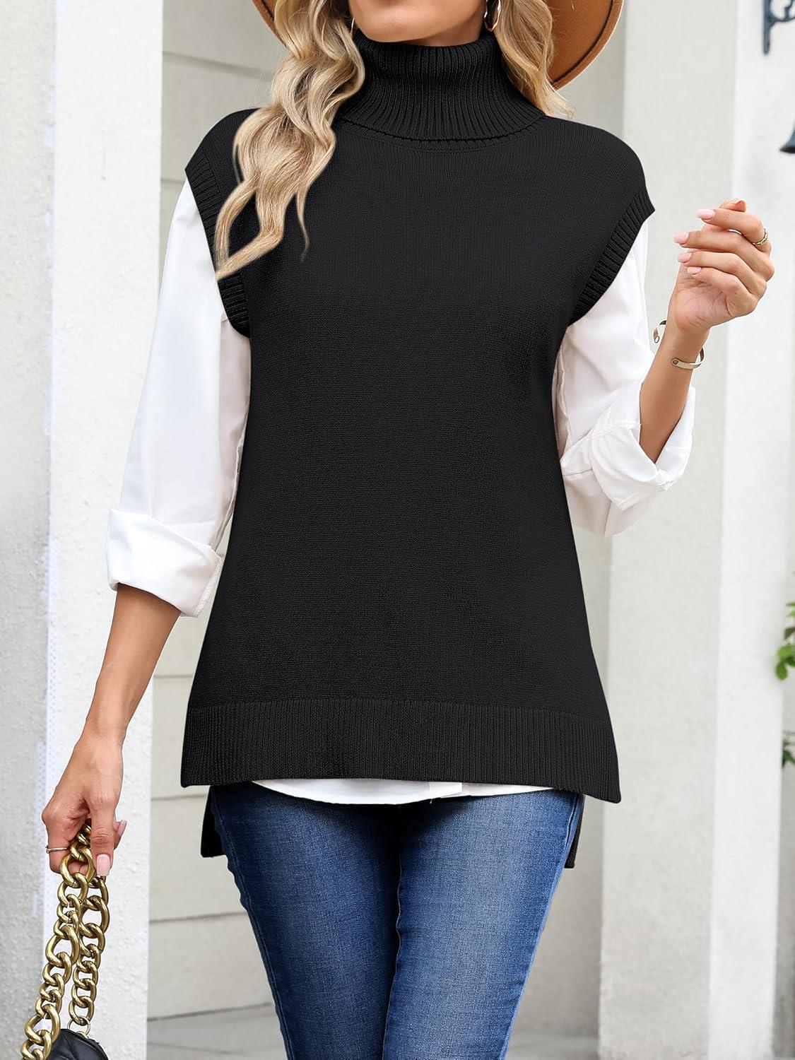 imageANRABESS Sweater Vest Women Turtleneck Sleeveless Loose Fit Pullover Knit Spilt Tank Tops 2025 Casual Trendy Fall OutfitsBlack