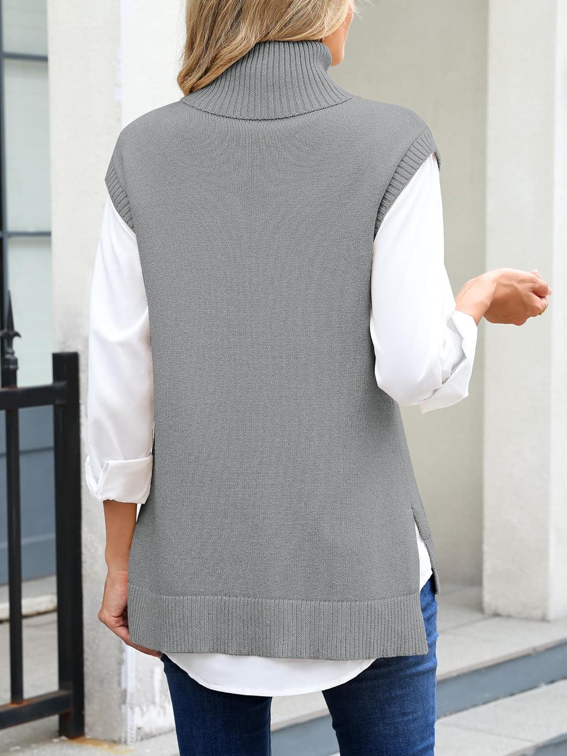imageANRABESS Sweater Vest Women Turtleneck Sleeveless Loose Fit Pullover Knit Spilt Tank Tops 2025 Casual Trendy Fall OutfitsGrey