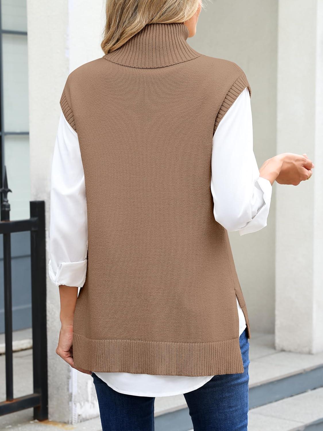 imageANRABESS Sweater Vest Women Turtleneck Sleeveless Loose Fit Pullover Knit Spilt Tank Tops 2025 Casual Trendy Fall OutfitsLight Camel