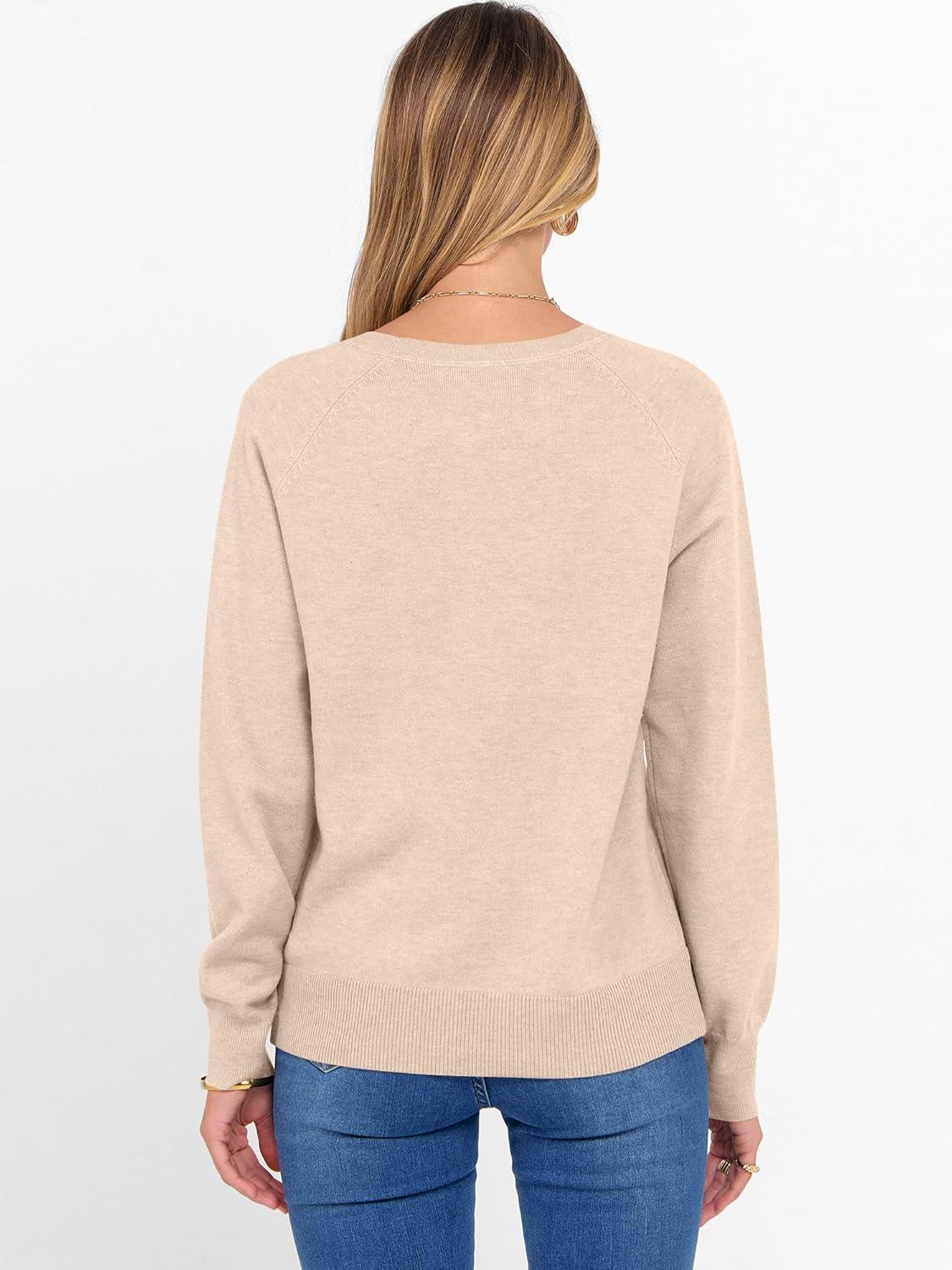 imageANRABESS Sweater for Women Long Sleeve Crewneck 2025 Fall Winter Soft Loose Fit Basic Knit Pullover Sweaters Top OutfitsAlmond