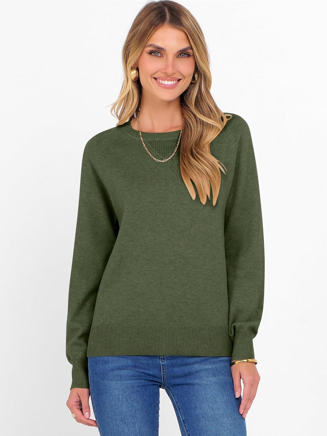 imageANRABESS Sweater for Women Long Sleeve Crewneck 2025 Fall Winter Soft Loose Fit Basic Knit Pullover Sweaters Top OutfitsArmy Green