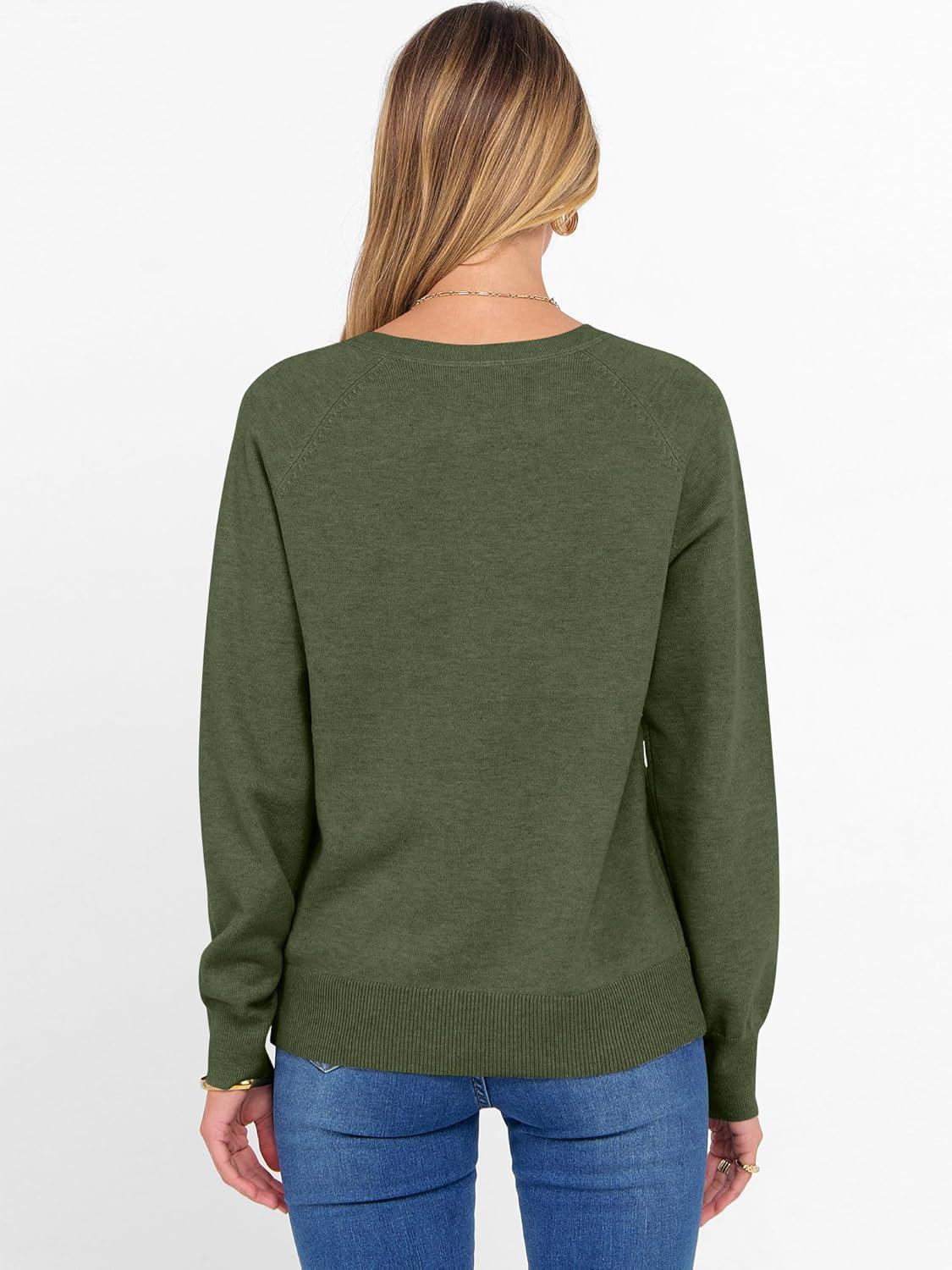 imageANRABESS Sweater for Women Long Sleeve Crewneck 2025 Fall Winter Soft Loose Fit Basic Knit Pullover Sweaters Top OutfitsArmy Green