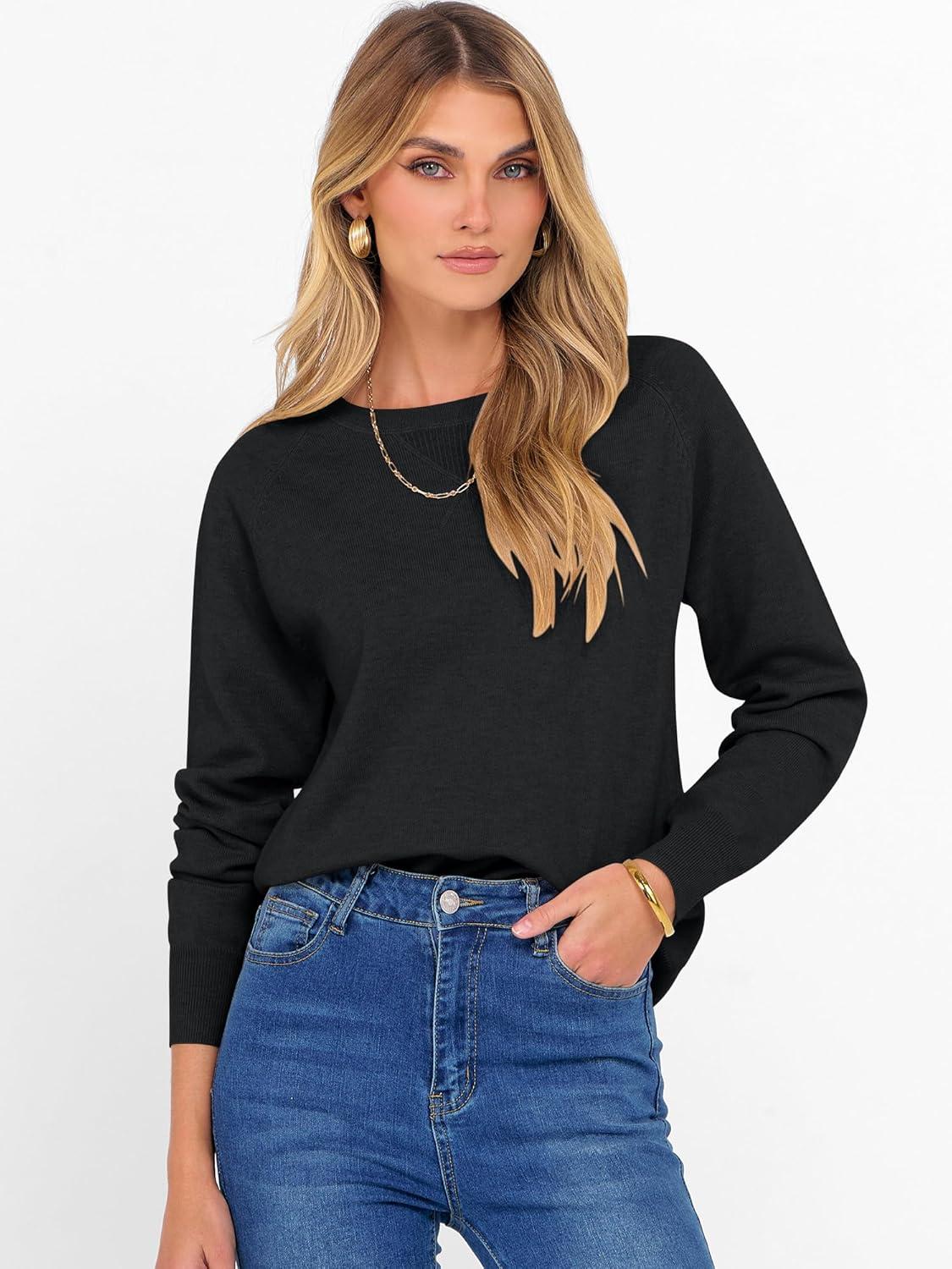 imageANRABESS Sweater for Women Long Sleeve Crewneck 2025 Fall Winter Soft Loose Fit Basic Knit Pullover Sweaters Top OutfitsBlack