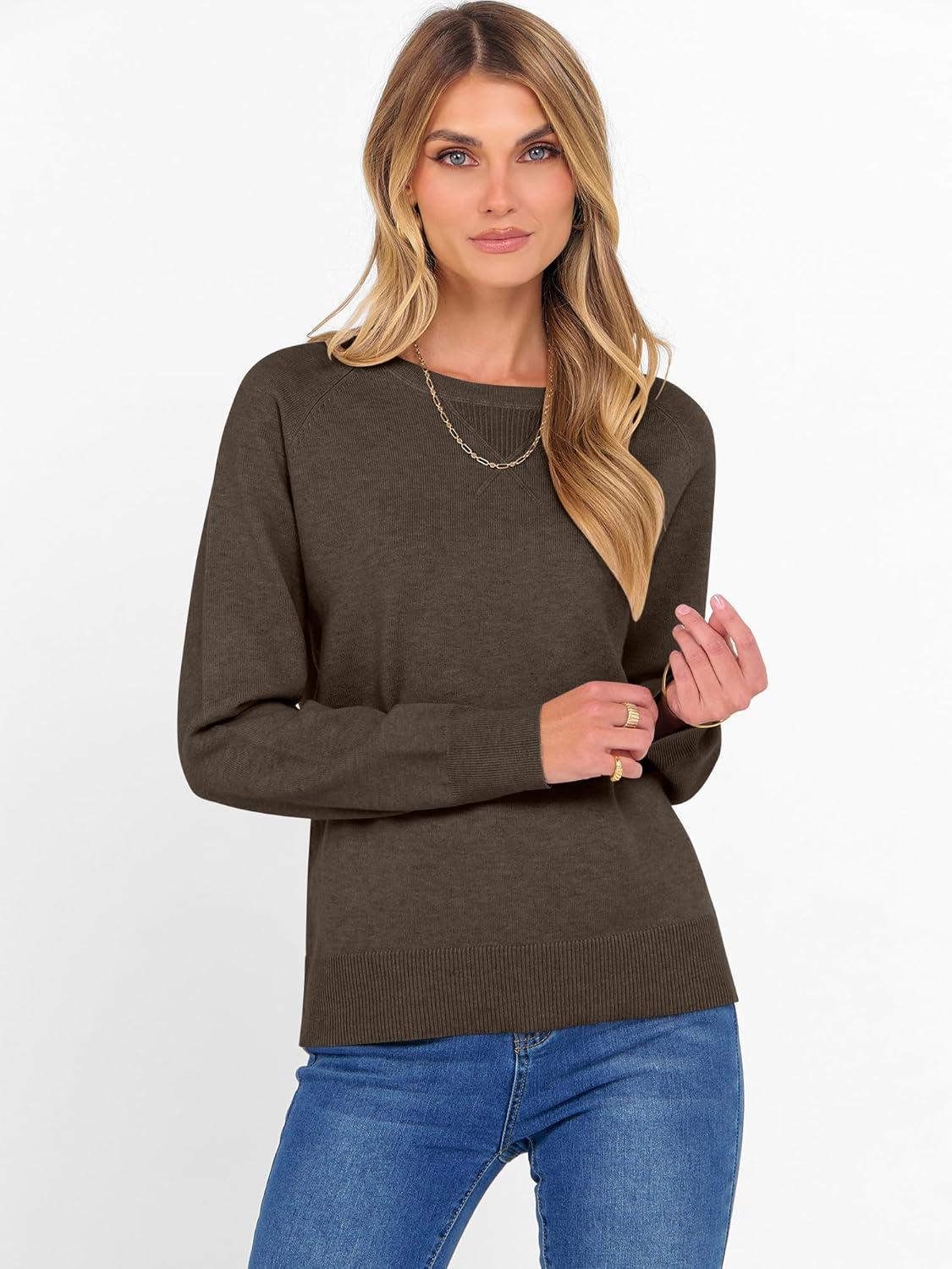 imageANRABESS Sweater for Women Long Sleeve Crewneck 2025 Fall Winter Soft Loose Fit Basic Knit Pullover Sweaters Top OutfitsBrown