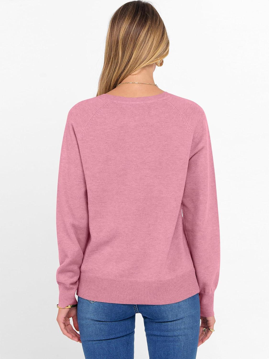 imageANRABESS Sweater for Women Long Sleeve Crewneck 2025 Fall Winter Soft Loose Fit Basic Knit Pullover Sweaters Top OutfitsCoral Pink