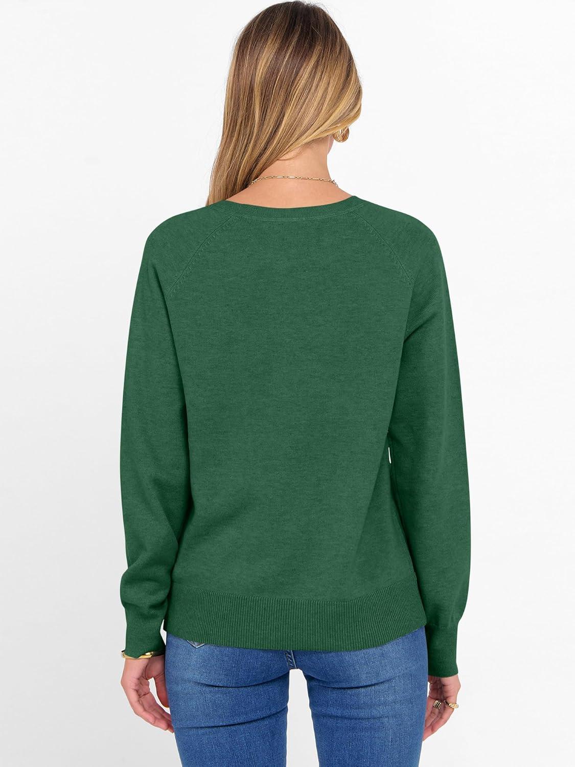 imageANRABESS Sweater for Women Long Sleeve Crewneck 2025 Fall Winter Soft Loose Fit Basic Knit Pullover Sweaters Top OutfitsForest Green