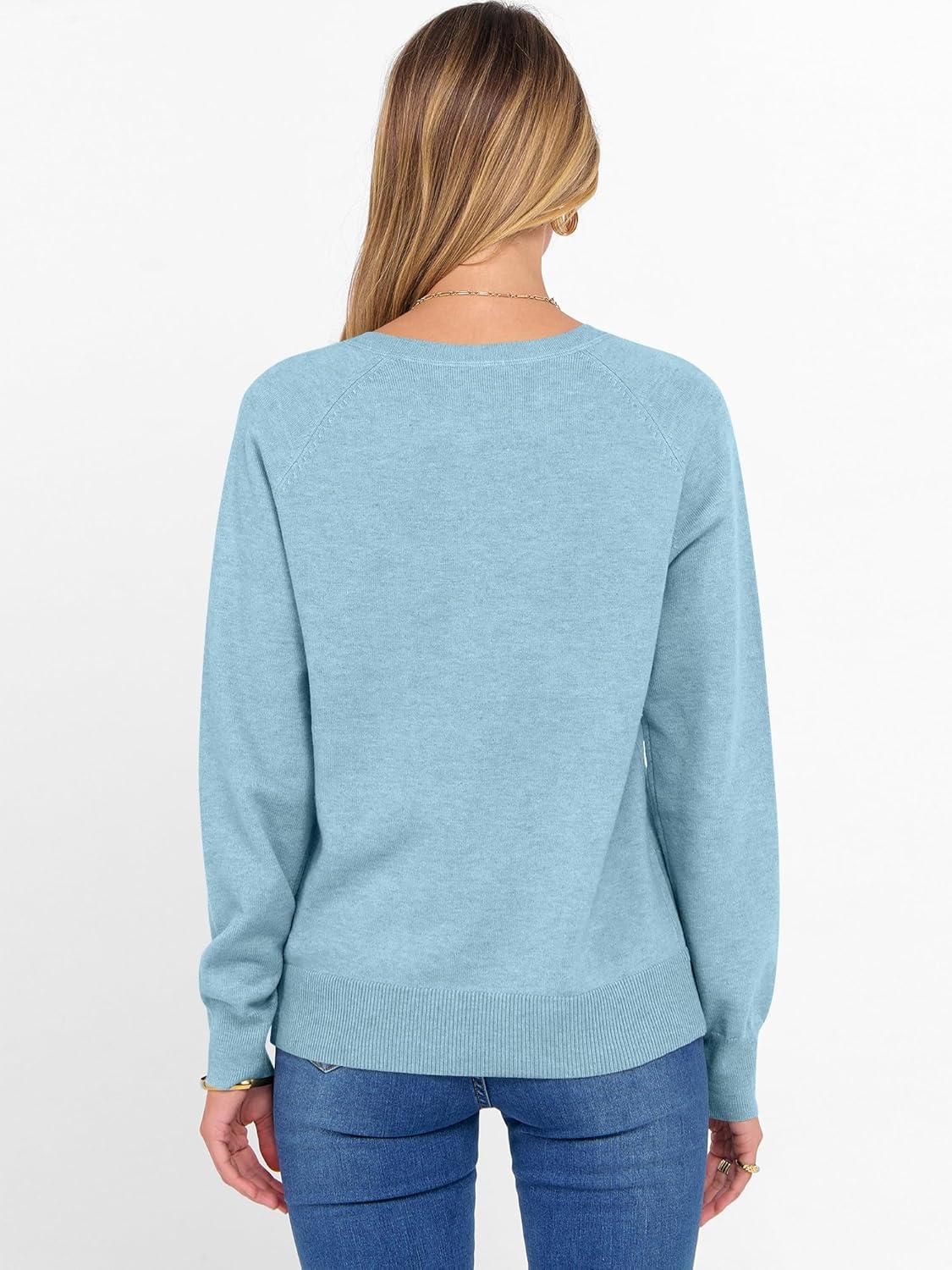 imageANRABESS Sweater for Women Long Sleeve Crewneck 2025 Fall Winter Soft Loose Fit Basic Knit Pullover Sweaters Top OutfitsLight Blue