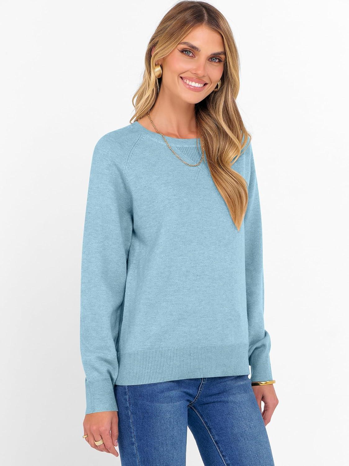 imageANRABESS Sweater for Women Long Sleeve Crewneck 2025 Fall Winter Soft Loose Fit Basic Knit Pullover Sweaters Top OutfitsLight Blue