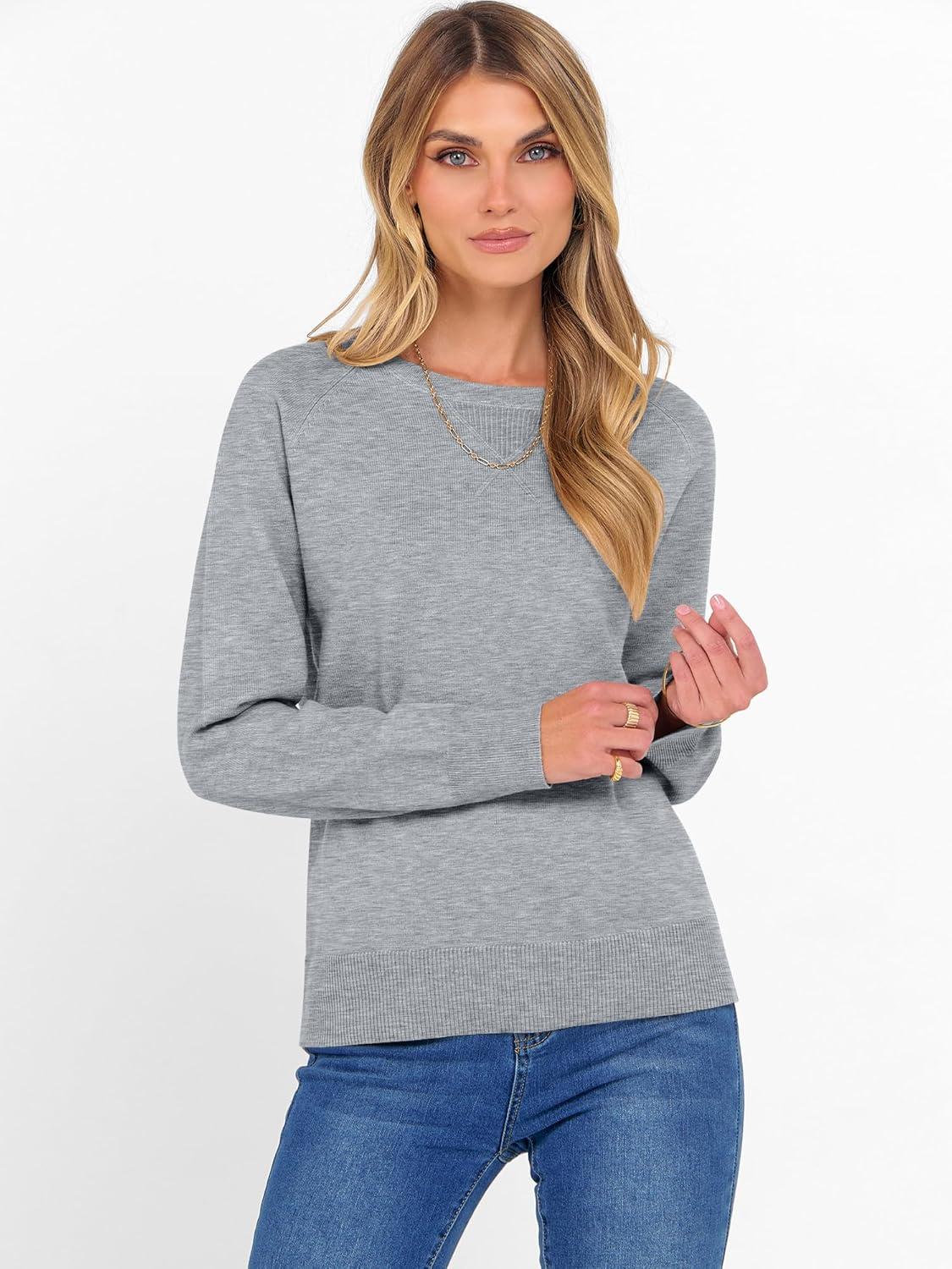 imageANRABESS Sweater for Women Long Sleeve Crewneck 2025 Fall Winter Soft Loose Fit Basic Knit Pullover Sweaters Top OutfitsLight Gray