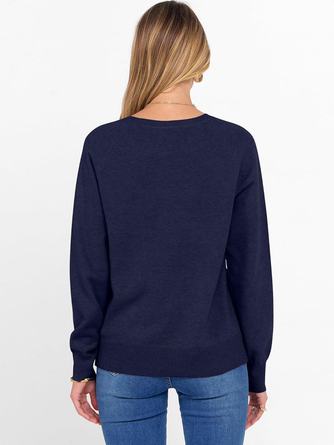 imageANRABESS Sweater for Women Long Sleeve Crewneck 2025 Fall Winter Soft Loose Fit Basic Knit Pullover Sweaters Top OutfitsNavy Blue