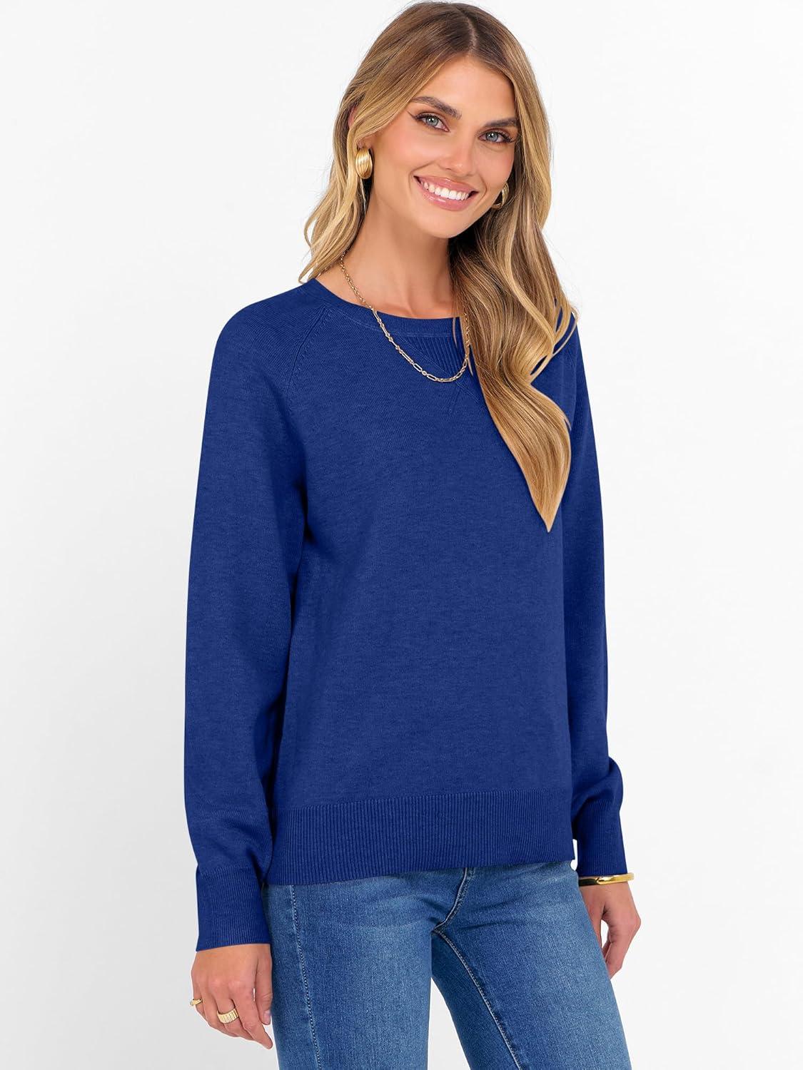 imageANRABESS Sweater for Women Long Sleeve Crewneck 2025 Fall Winter Soft Loose Fit Basic Knit Pullover Sweaters Top OutfitsRoyal Blue