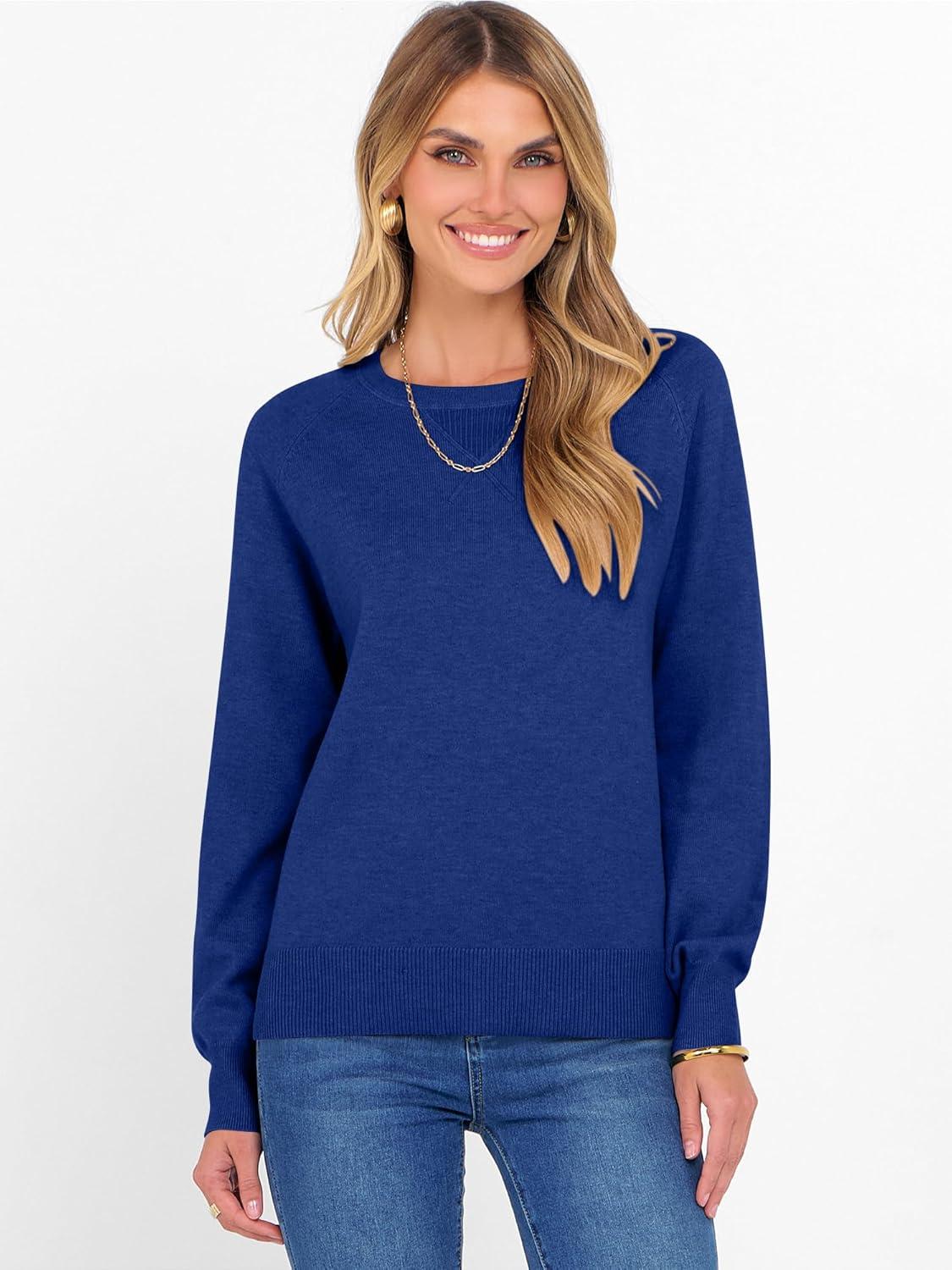imageANRABESS Sweater for Women Long Sleeve Crewneck 2025 Fall Winter Soft Loose Fit Basic Knit Pullover Sweaters Top OutfitsRoyal Blue