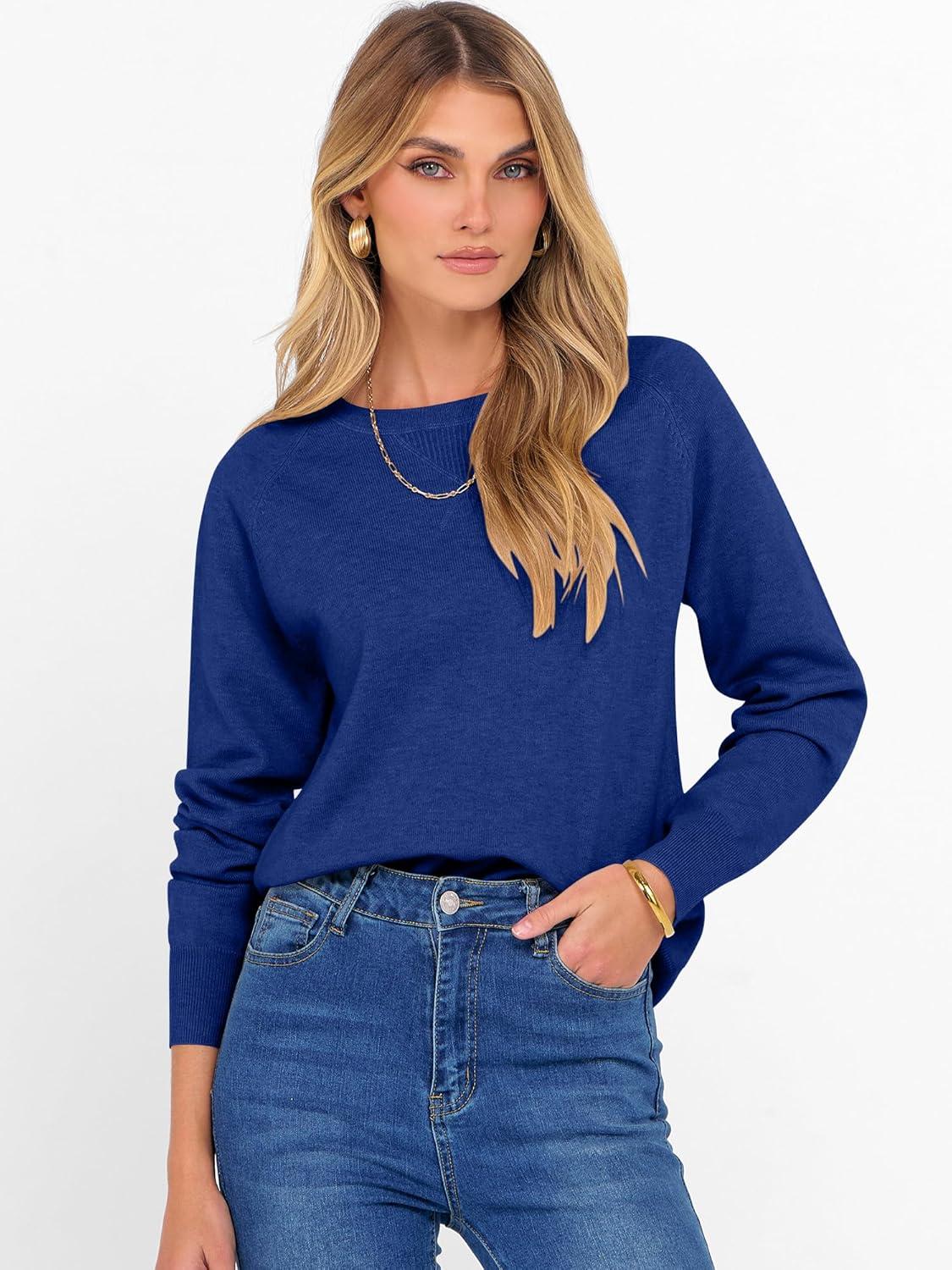 imageANRABESS Sweater for Women Long Sleeve Crewneck 2025 Fall Winter Soft Loose Fit Basic Knit Pullover Sweaters Top OutfitsRoyal Blue