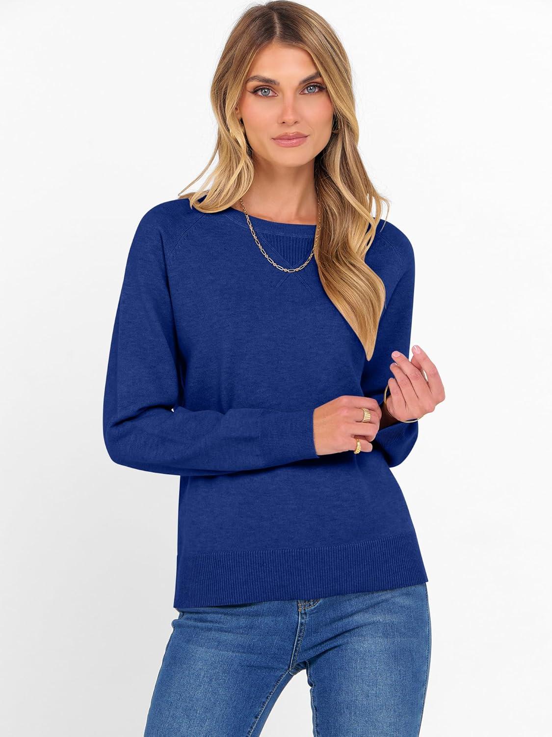 imageANRABESS Sweater for Women Long Sleeve Crewneck 2025 Fall Winter Soft Loose Fit Basic Knit Pullover Sweaters Top OutfitsRoyal Blue