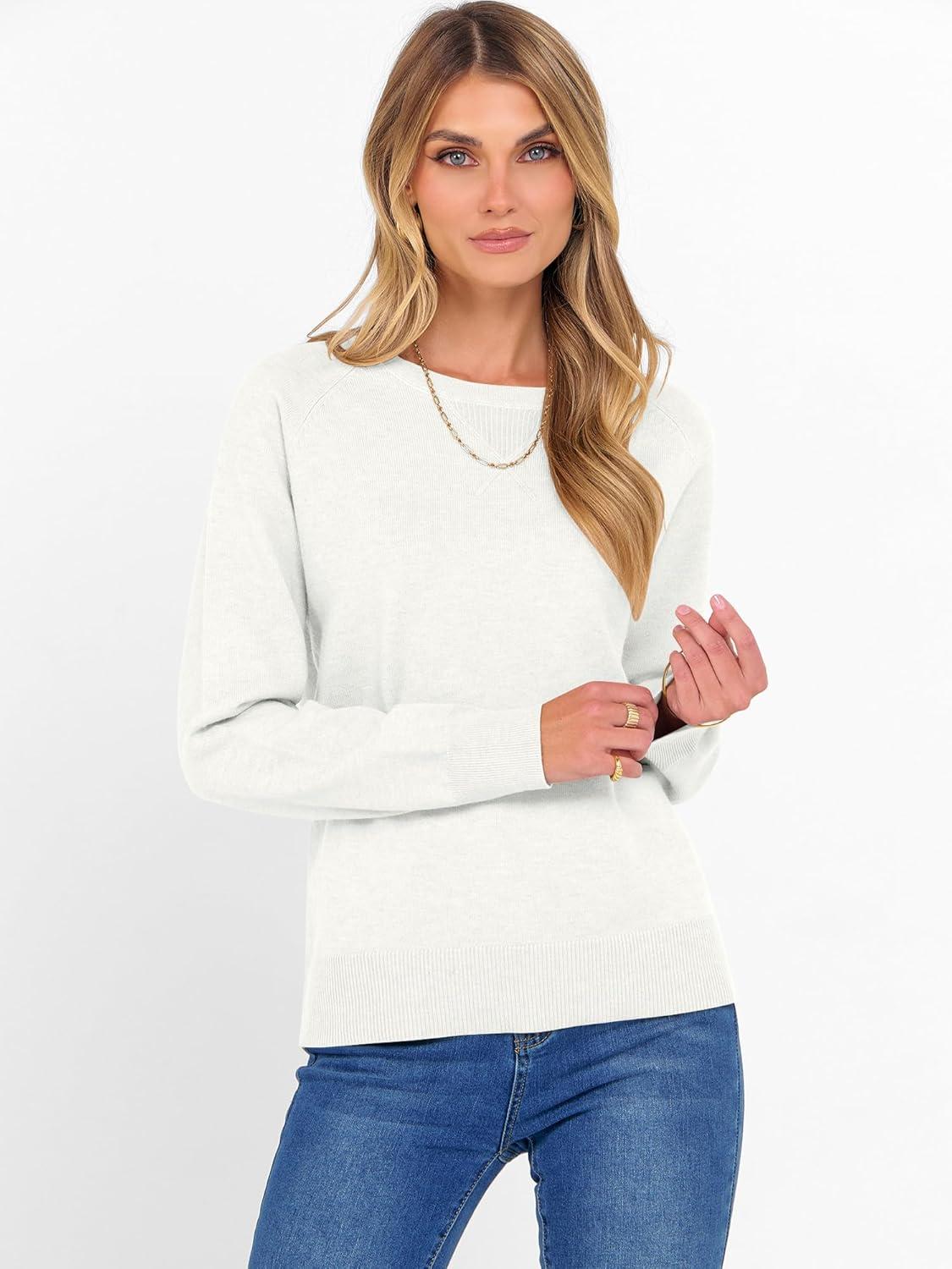 imageANRABESS Sweater for Women Long Sleeve Crewneck 2025 Fall Winter Soft Loose Fit Basic Knit Pullover Sweaters Top OutfitsWhite