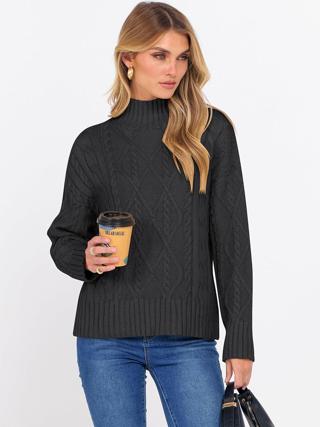 imageANRABESS Sweaters for Women Oversized Long Sleeve Turtleneck Cable Knit Casual Loose Pullover Tops 2025 Fall Trendy OutfitsBlack