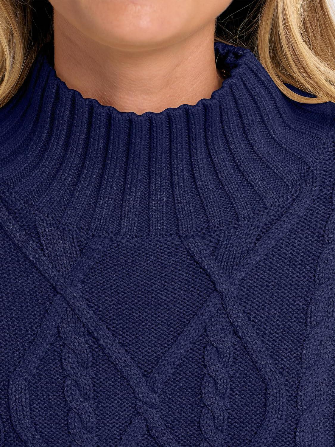 imageANRABESS Sweaters for Women Oversized Long Sleeve Turtleneck Cable Knit Casual Loose Pullover Tops 2025 Fall Trendy OutfitsNavy Blue