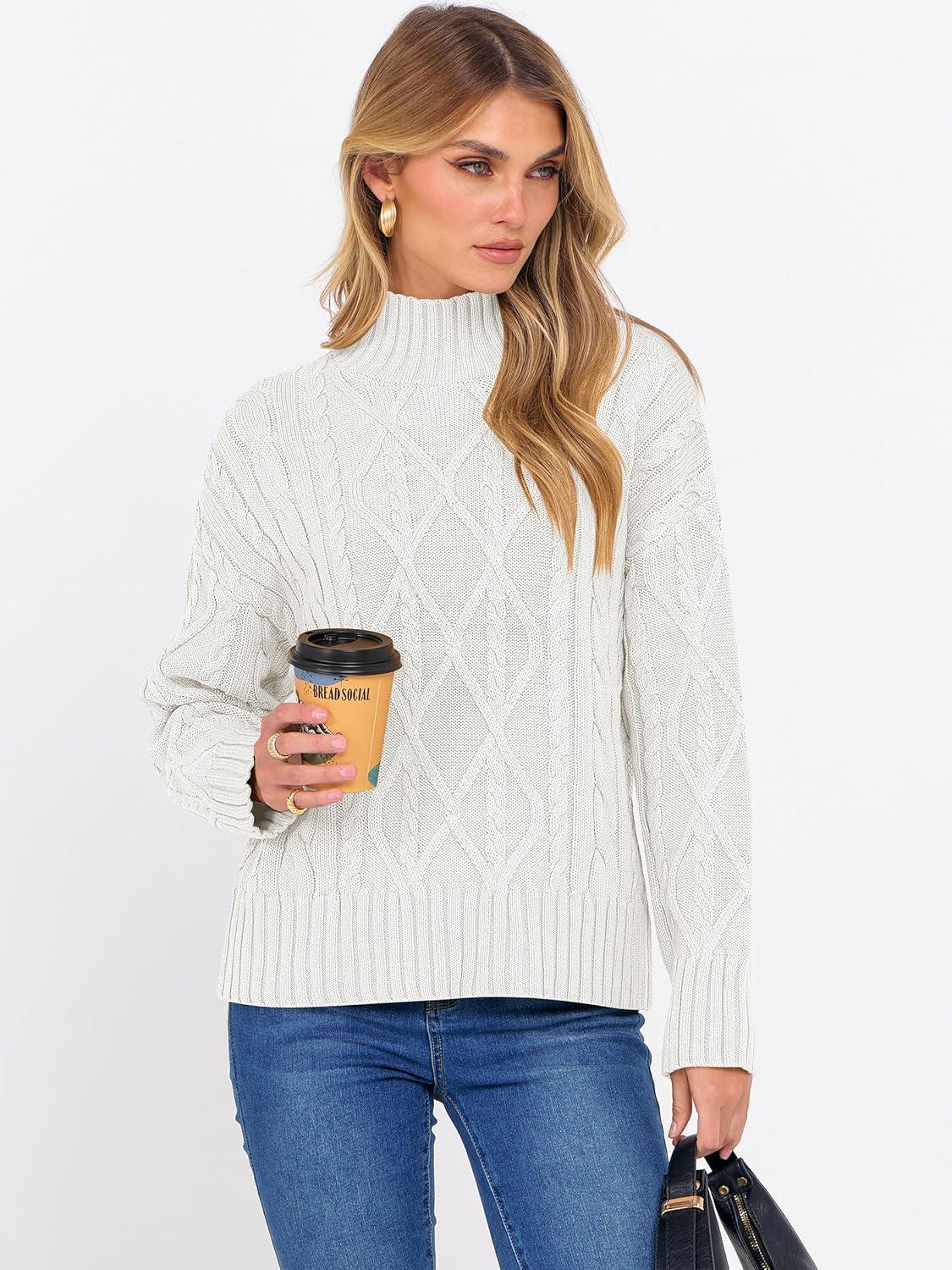 imageANRABESS Sweaters for Women Oversized Long Sleeve Turtleneck Cable Knit Casual Loose Pullover Tops 2025 Fall Trendy OutfitsOffwhite