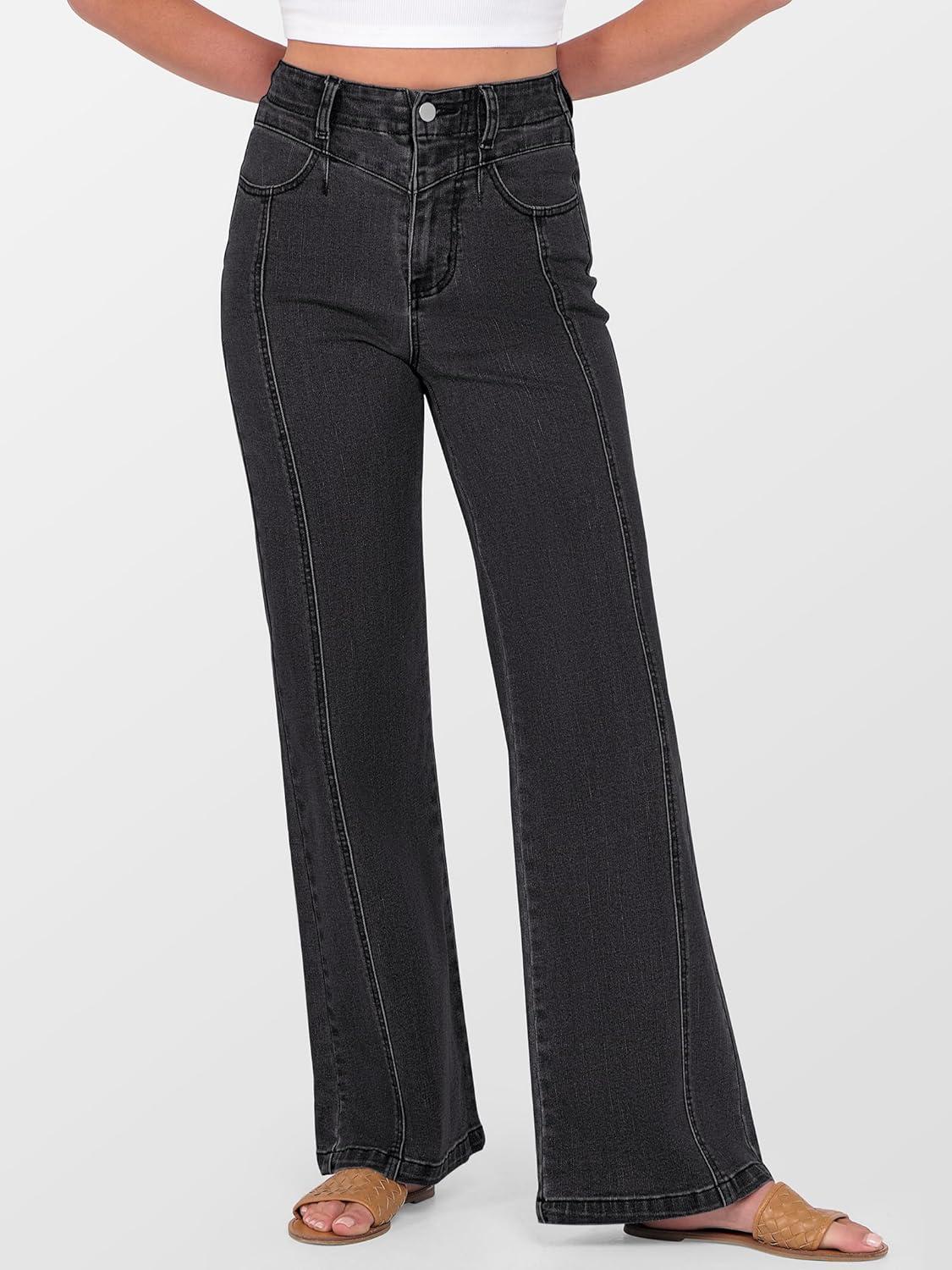 imageANRABESS Wide Leg Jeans for Women Trendy 2025 High Waisted Stretchy Baggy Fall Fashion Denim Pants with PocketsBlack