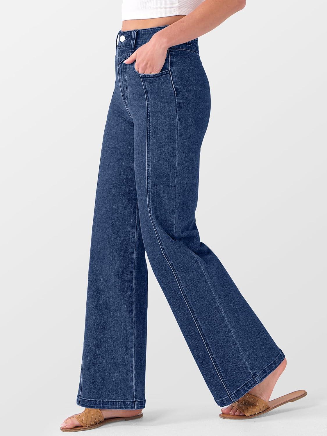 imageANRABESS Wide Leg Jeans for Women Trendy 2025 High Waisted Stretchy Baggy Fall Fashion Denim Pants with PocketsBlue