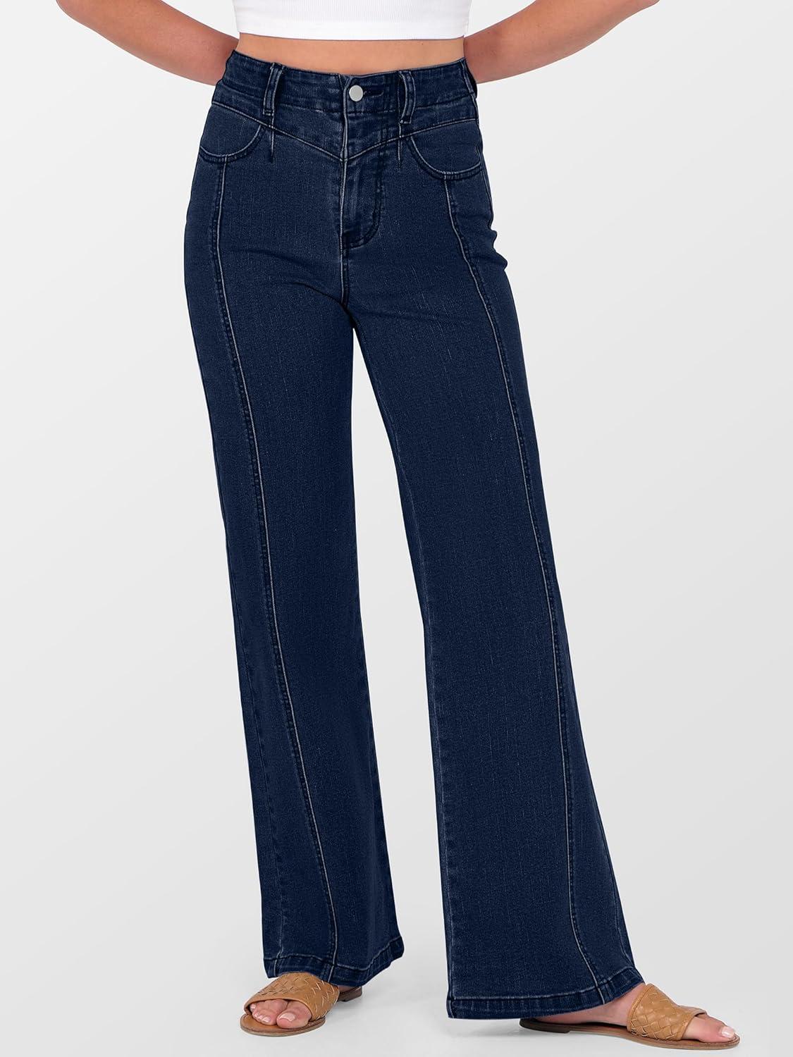 imageANRABESS Wide Leg Jeans for Women Trendy 2025 High Waisted Stretchy Baggy Fall Fashion Denim Pants with PocketsDark Blue