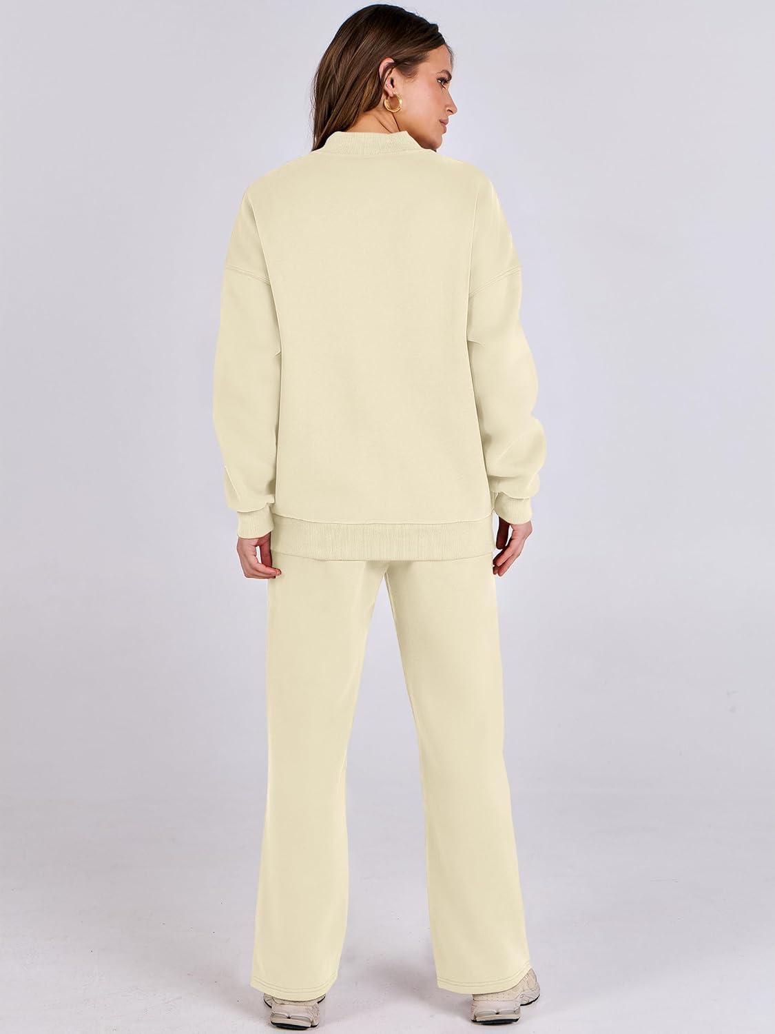 imageANRABESS Women 2 Piece Outfits Lounge Set Oversized Zip Up Sweatshirt Jacket Sweatpant Matching Sweat Sets Winter SweatsuitsApricot