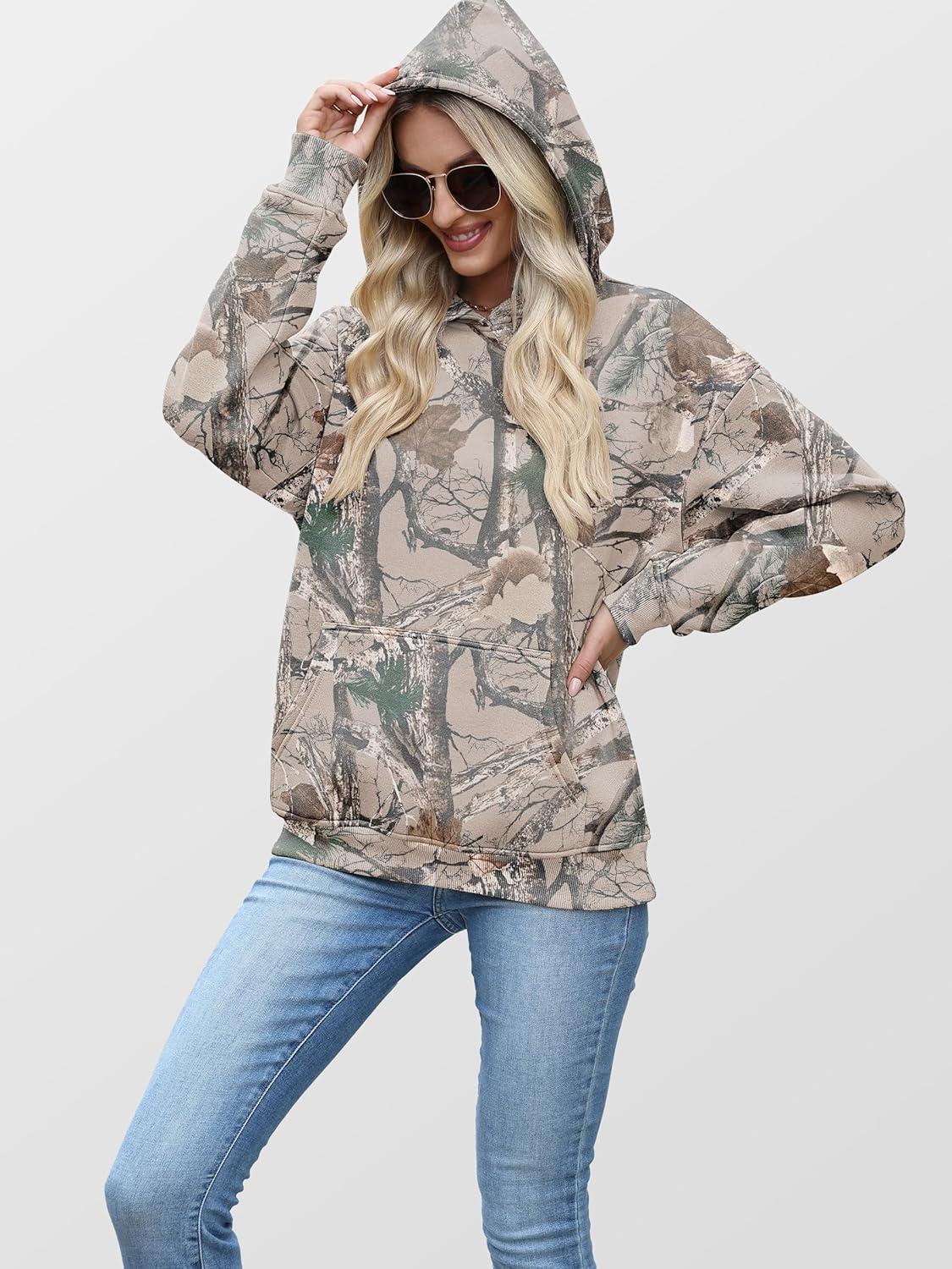 imageANRABESS Women Camo Hoodies Long Sleeve Maple Leaf Print Fleece Oversized Casual Pullover Sweatshirt 2025 Fall Preppy ClothesAlmond