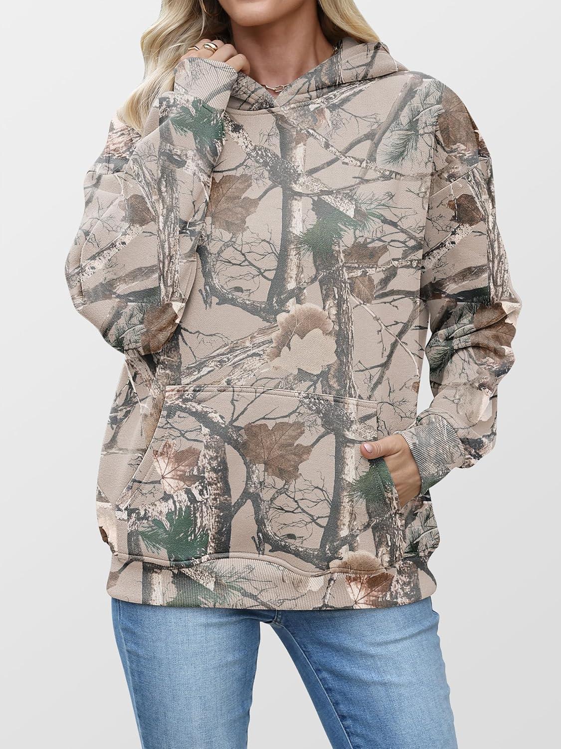 imageANRABESS Women Camo Hoodies Long Sleeve Maple Leaf Print Fleece Oversized Casual Pullover Sweatshirt 2025 Fall Preppy ClothesAlmond