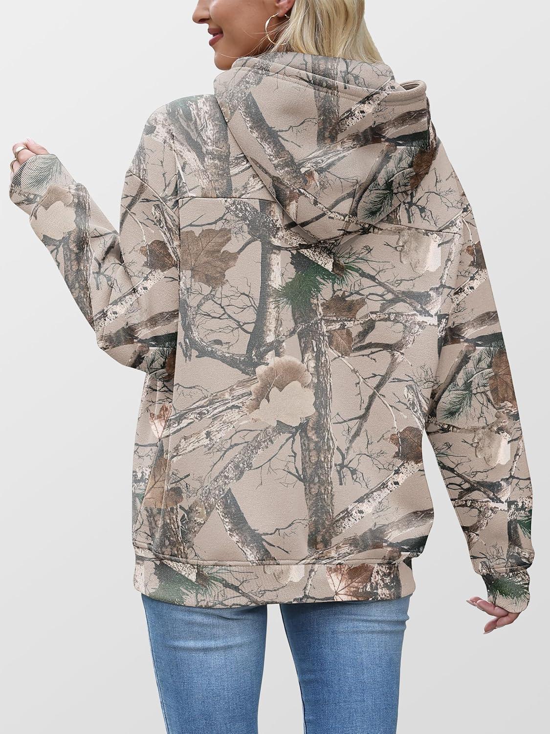 imageANRABESS Women Camo Hoodies Long Sleeve Maple Leaf Print Fleece Oversized Casual Pullover Sweatshirt 2025 Fall Preppy ClothesAlmond