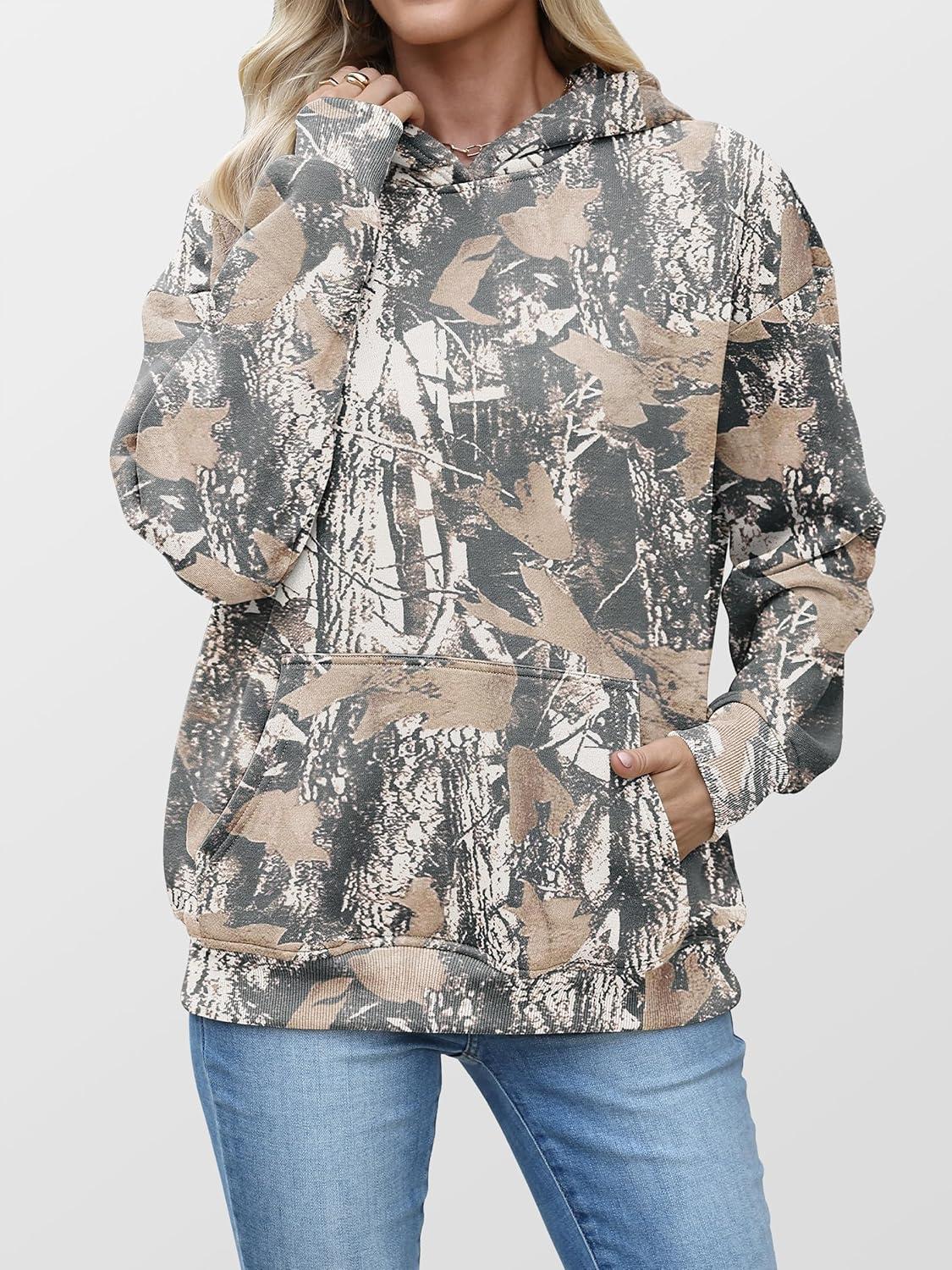 imageANRABESS Women Camo Hoodies Long Sleeve Maple Leaf Print Fleece Oversized Casual Pullover Sweatshirt 2025 Fall Preppy ClothesDark Green