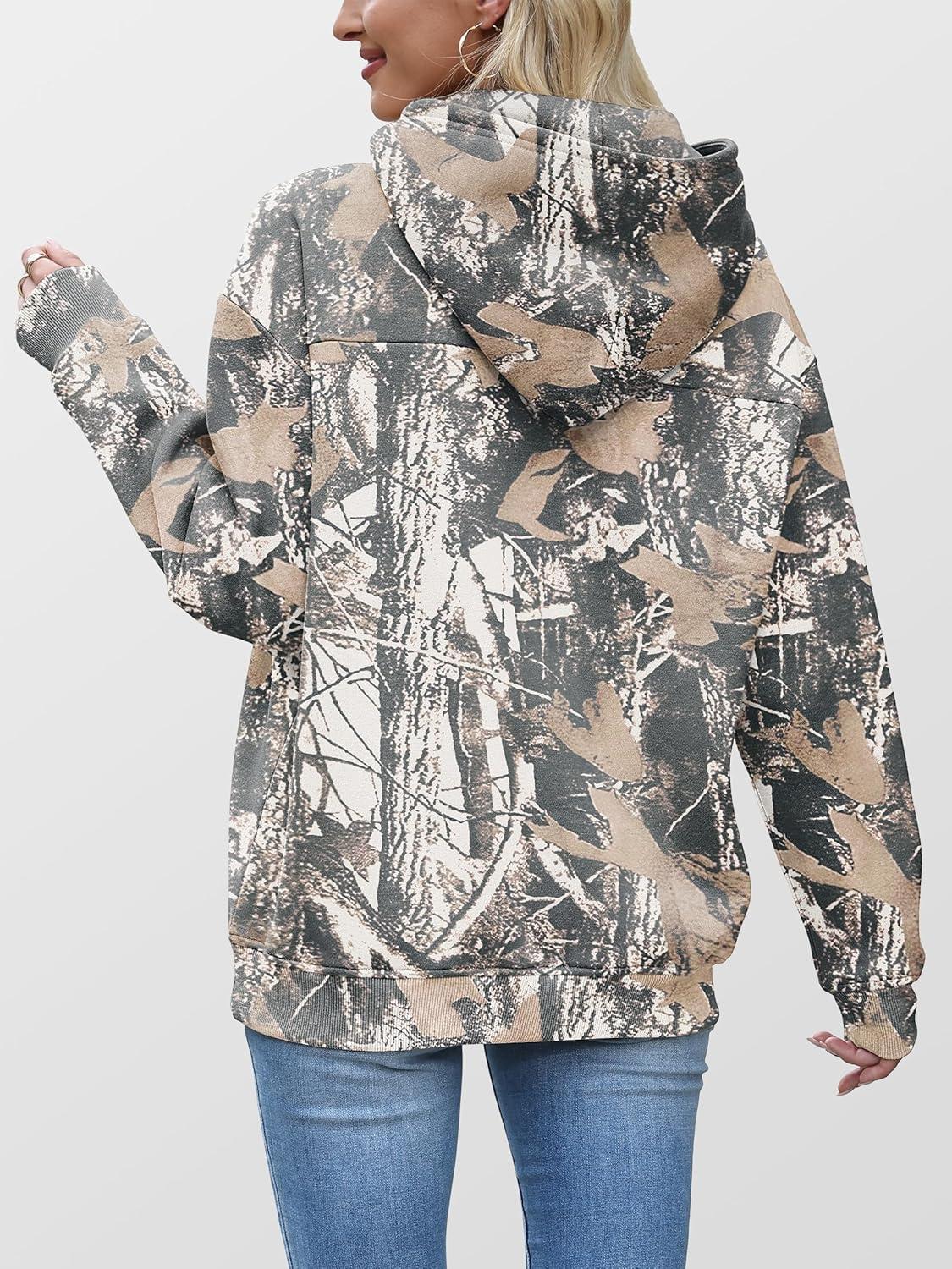 imageANRABESS Women Camo Hoodies Long Sleeve Maple Leaf Print Fleece Oversized Casual Pullover Sweatshirt 2025 Fall Preppy ClothesDark Green