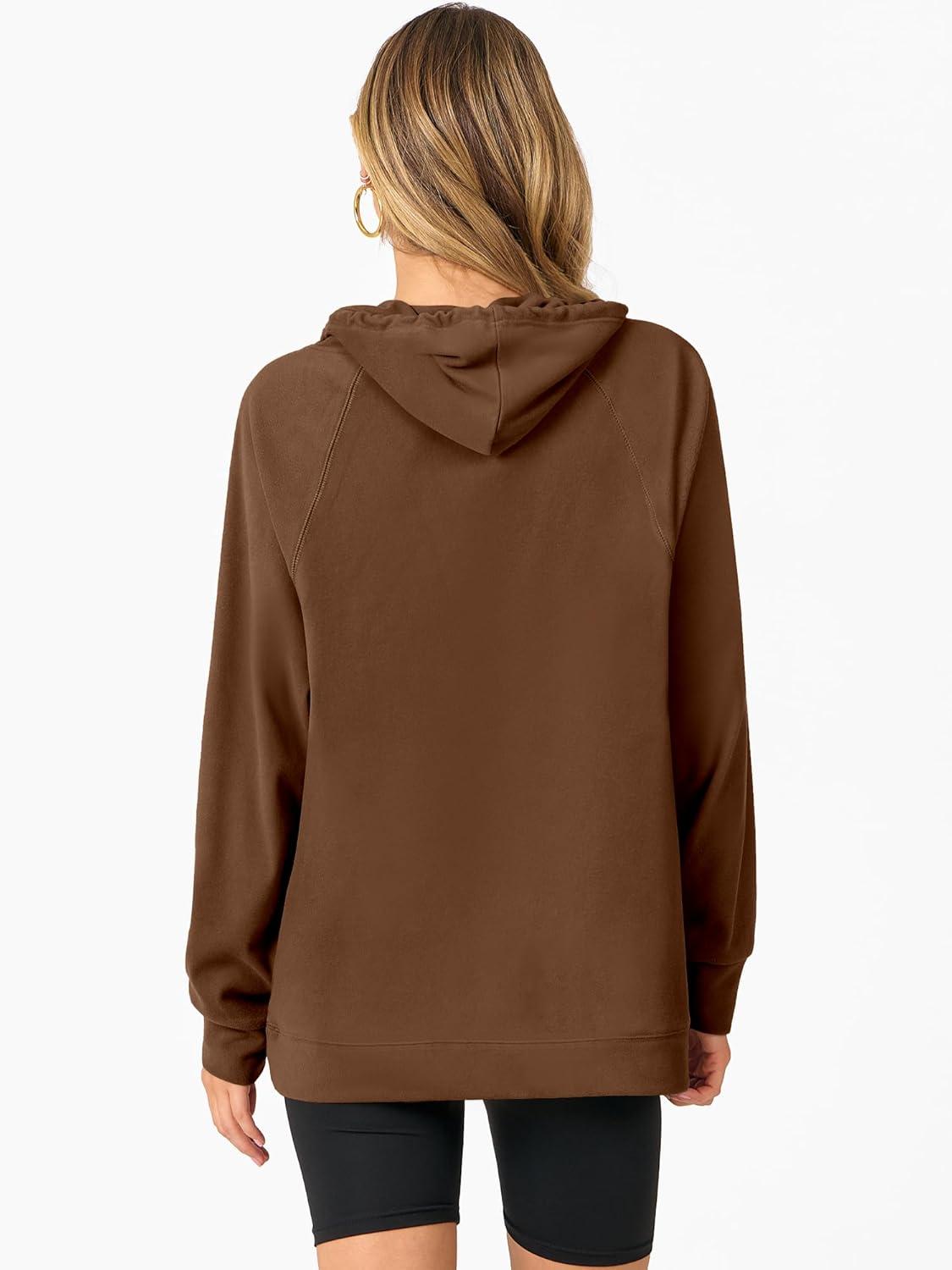 imageANRABESS Women Hoodies Long Sleeve Loose Fit Fleece Hooded Sweatshirts Drawstring Pullover Top With Pockets 2025 Fall OutfitsCaramel