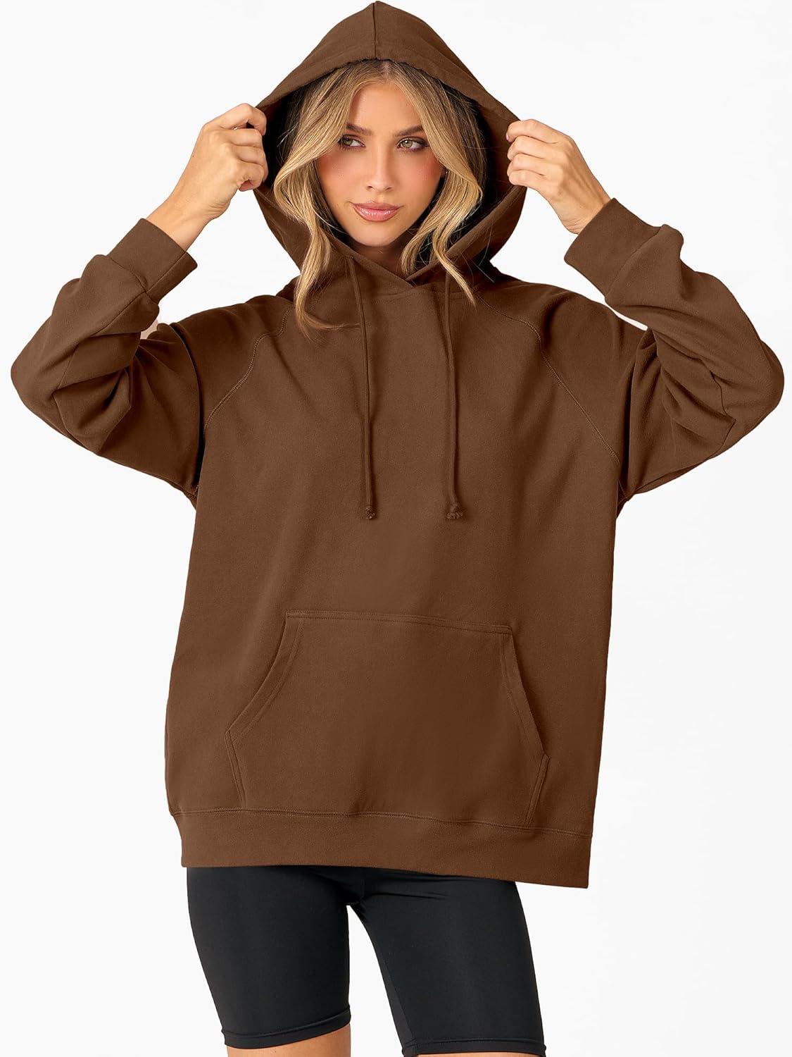 imageANRABESS Women Hoodies Long Sleeve Loose Fit Fleece Hooded Sweatshirts Drawstring Pullover Top With Pockets 2025 Fall OutfitsCaramel