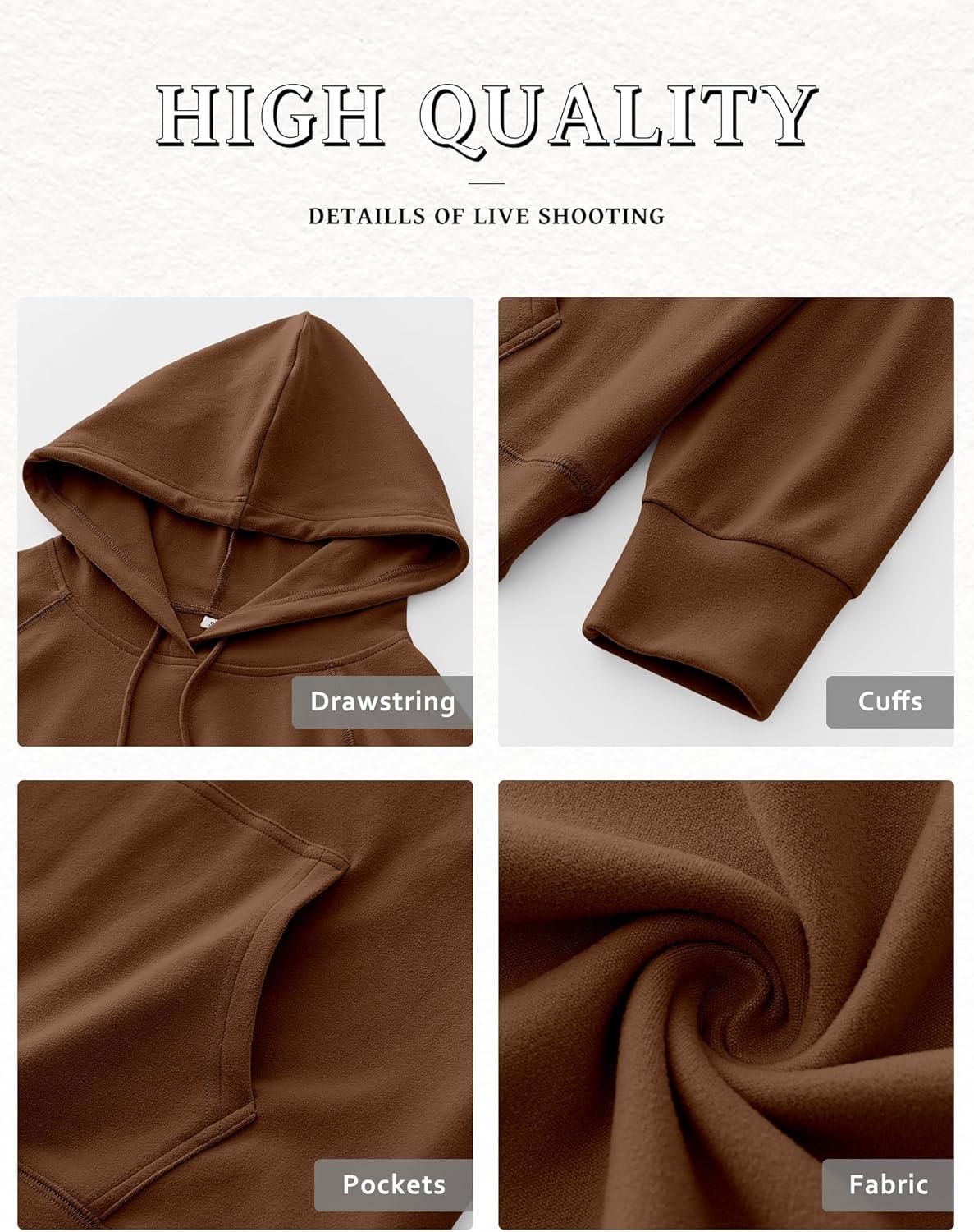 imageANRABESS Women Hoodies Long Sleeve Loose Fit Fleece Hooded Sweatshirts Drawstring Pullover Top With Pockets 2025 Fall OutfitsCaramel