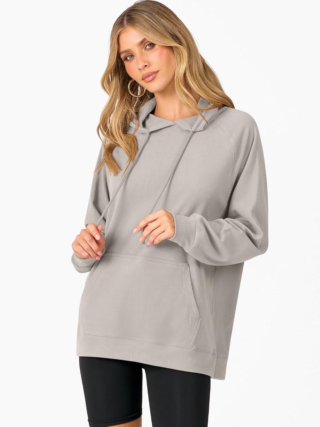 imageANRABESS Women Hoodies Long Sleeve Loose Fit Fleece Hooded Sweatshirts Drawstring Pullover Top With Pockets 2025 Fall OutfitsGrey Khaki