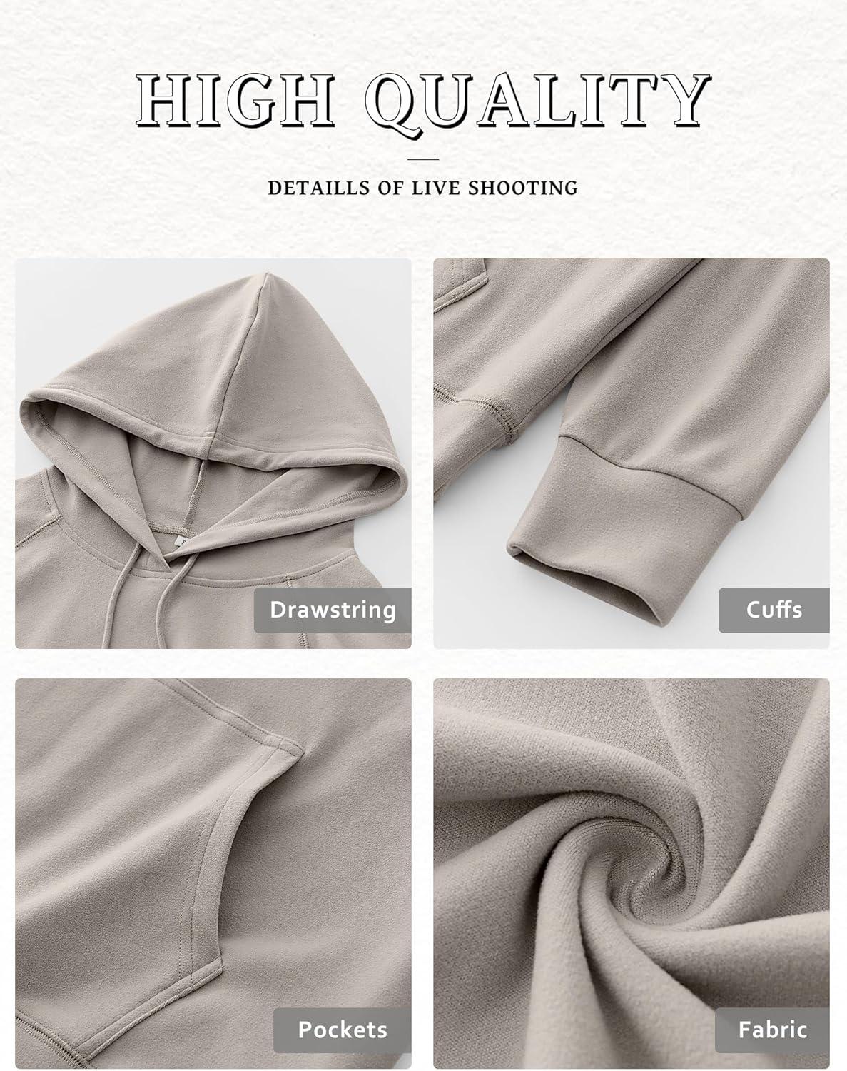 imageANRABESS Women Hoodies Long Sleeve Loose Fit Fleece Hooded Sweatshirts Drawstring Pullover Top With Pockets 2025 Fall OutfitsGrey Khaki