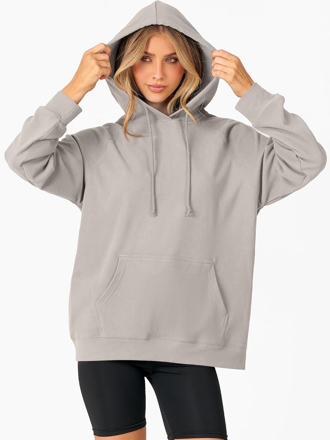 imageANRABESS Women Hoodies Long Sleeve Loose Fit Fleece Hooded Sweatshirts Drawstring Pullover Top With Pockets 2025 Fall OutfitsGrey Khaki