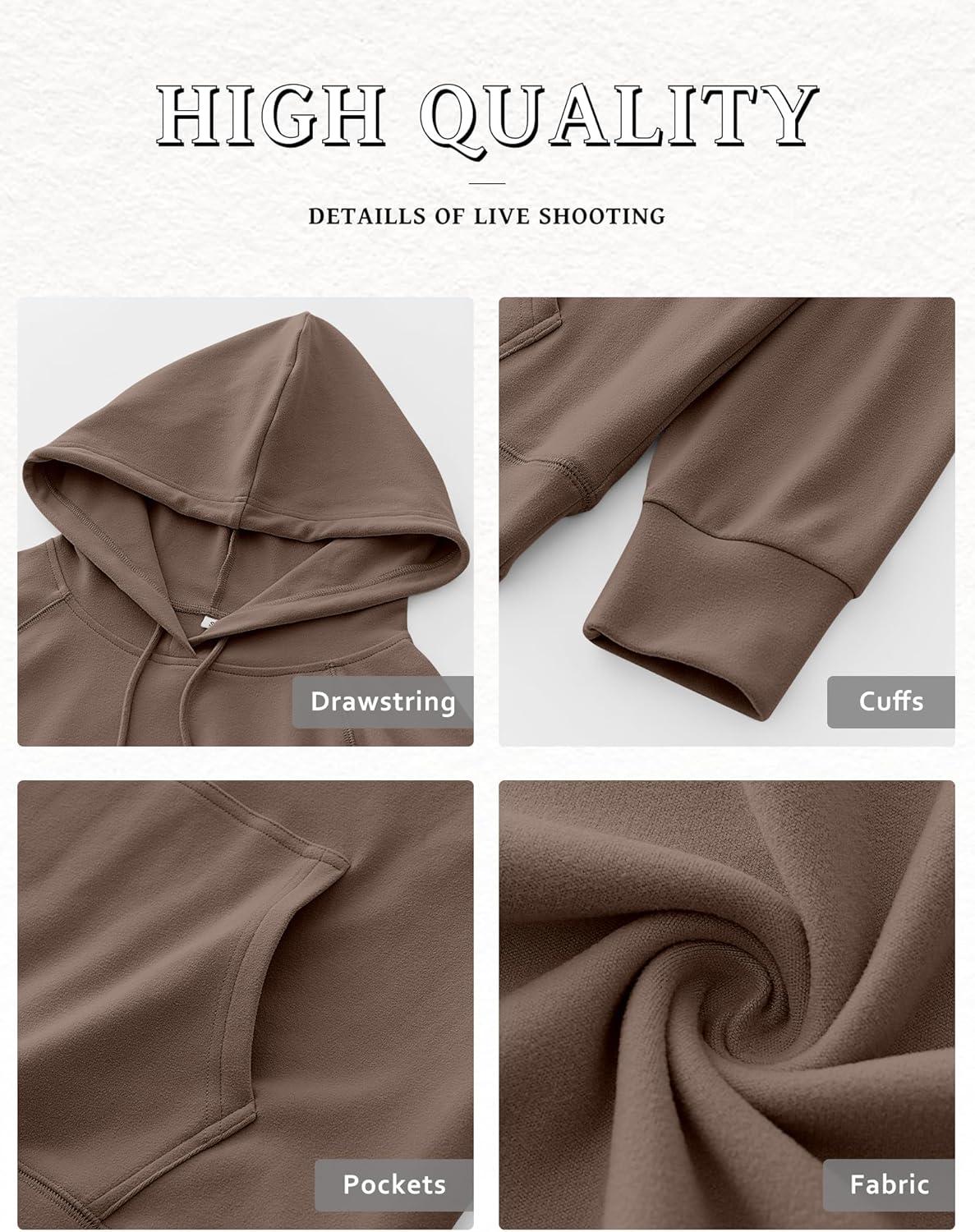 imageANRABESS Women Hoodies Long Sleeve Loose Fit Fleece Hooded Sweatshirts Drawstring Pullover Top With Pockets 2025 Fall OutfitsLight Brown