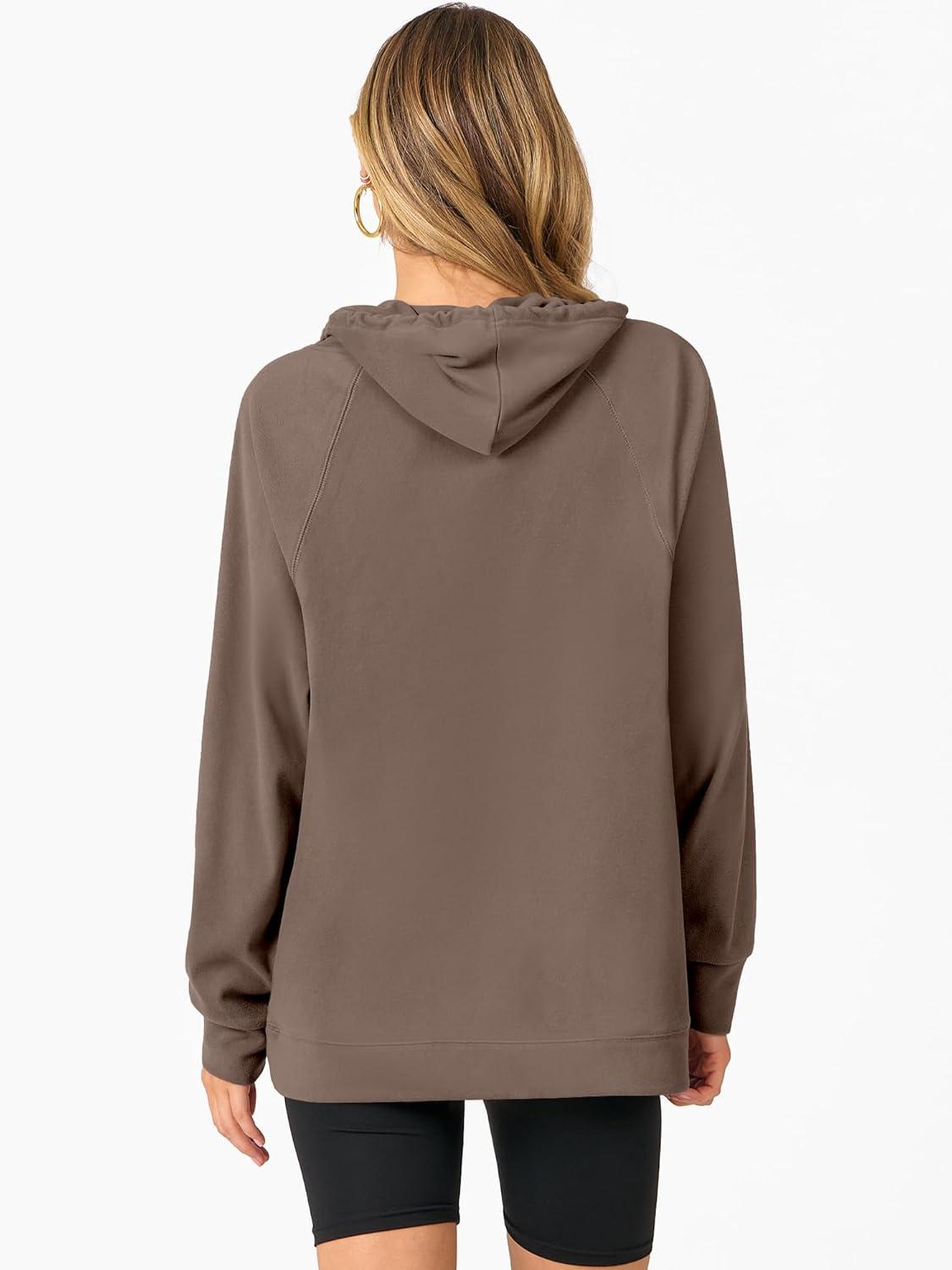 imageANRABESS Women Hoodies Long Sleeve Loose Fit Fleece Hooded Sweatshirts Drawstring Pullover Top With Pockets 2025 Fall OutfitsLight Brown