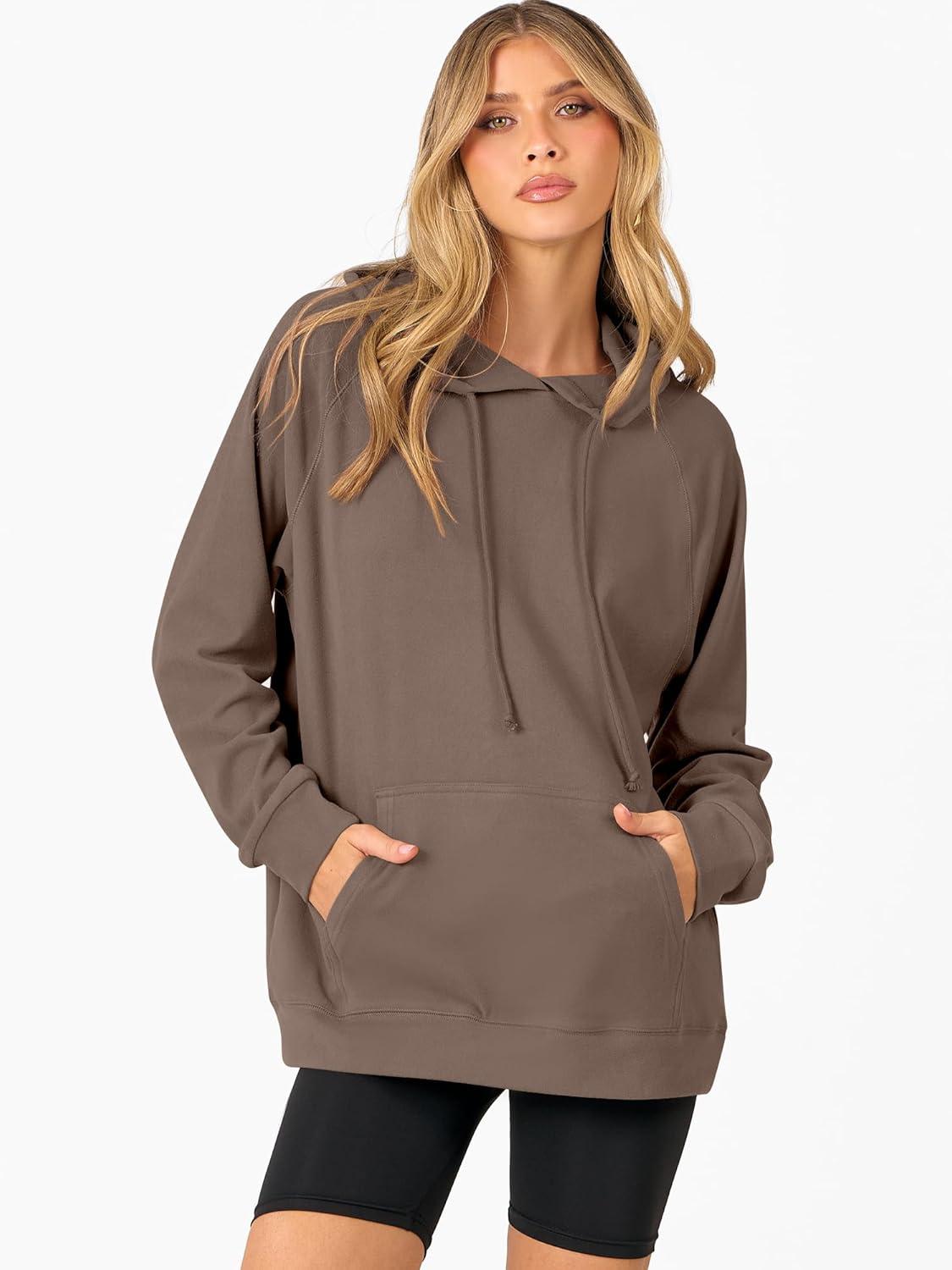 imageANRABESS Women Hoodies Long Sleeve Loose Fit Fleece Hooded Sweatshirts Drawstring Pullover Top With Pockets 2025 Fall OutfitsLight Brown
