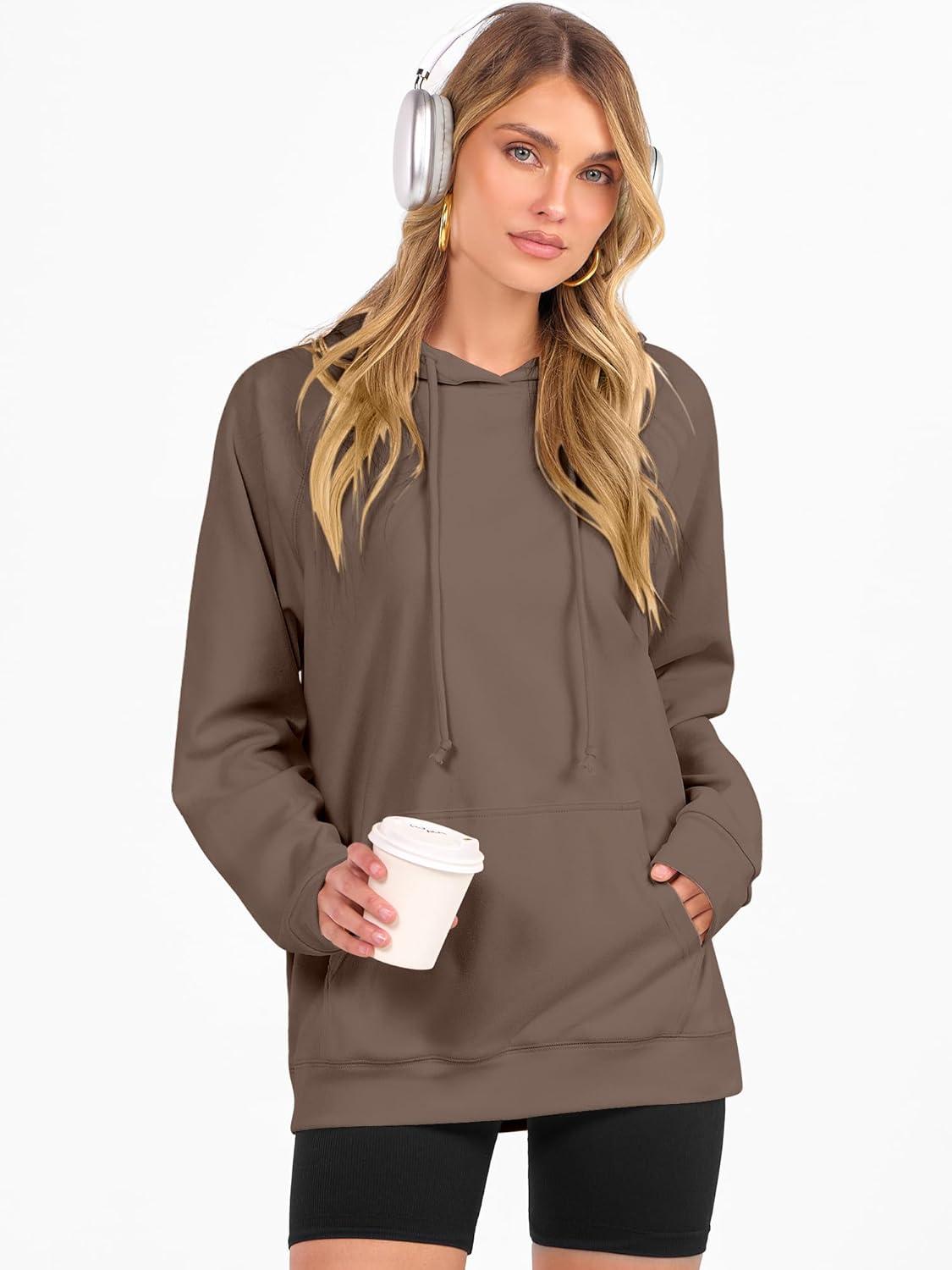 imageANRABESS Women Hoodies Long Sleeve Loose Fit Fleece Hooded Sweatshirts Drawstring Pullover Top With Pockets 2025 Fall OutfitsLight Brown