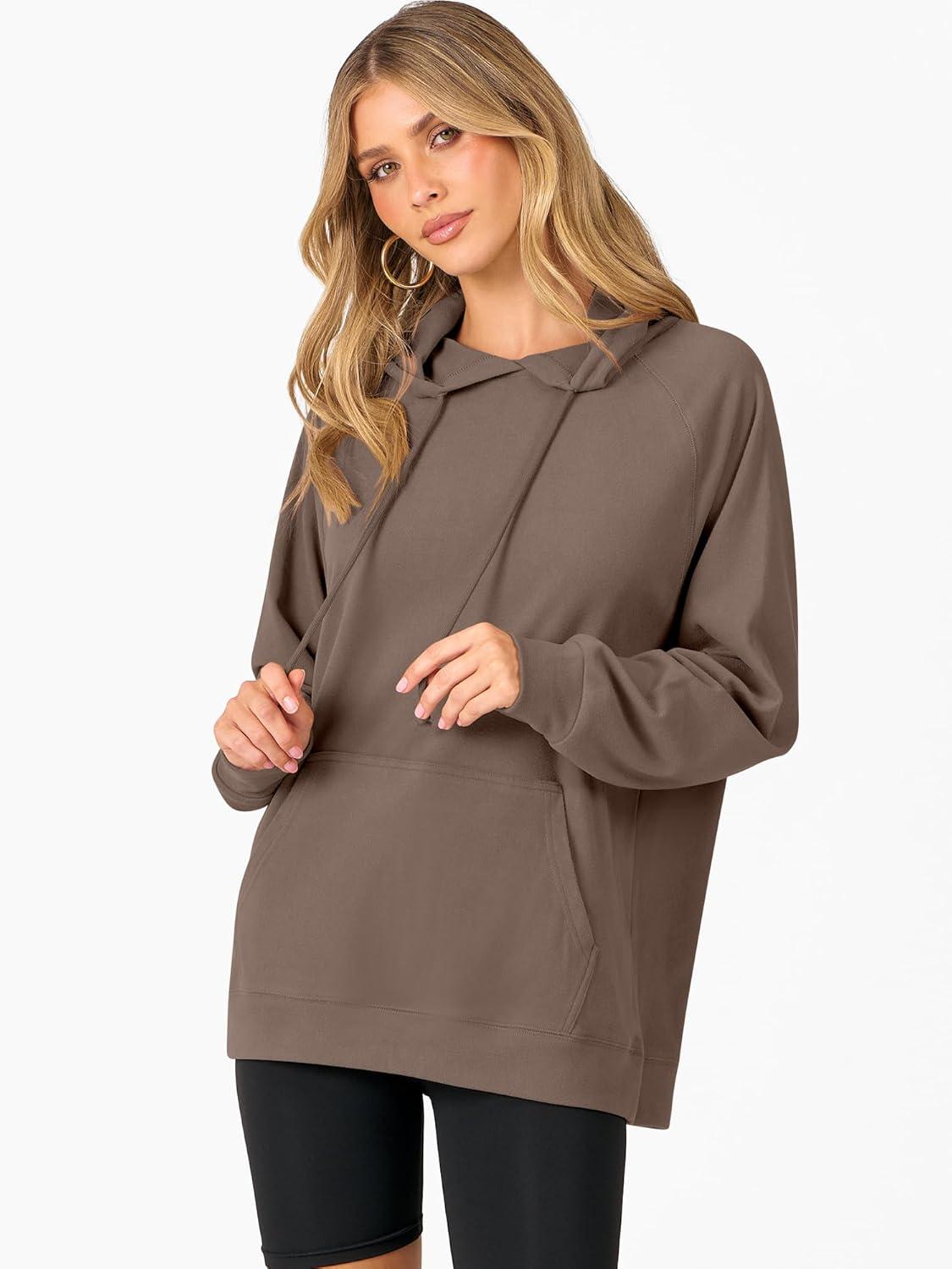 imageANRABESS Women Hoodies Long Sleeve Loose Fit Fleece Hooded Sweatshirts Drawstring Pullover Top With Pockets 2025 Fall OutfitsLight Brown