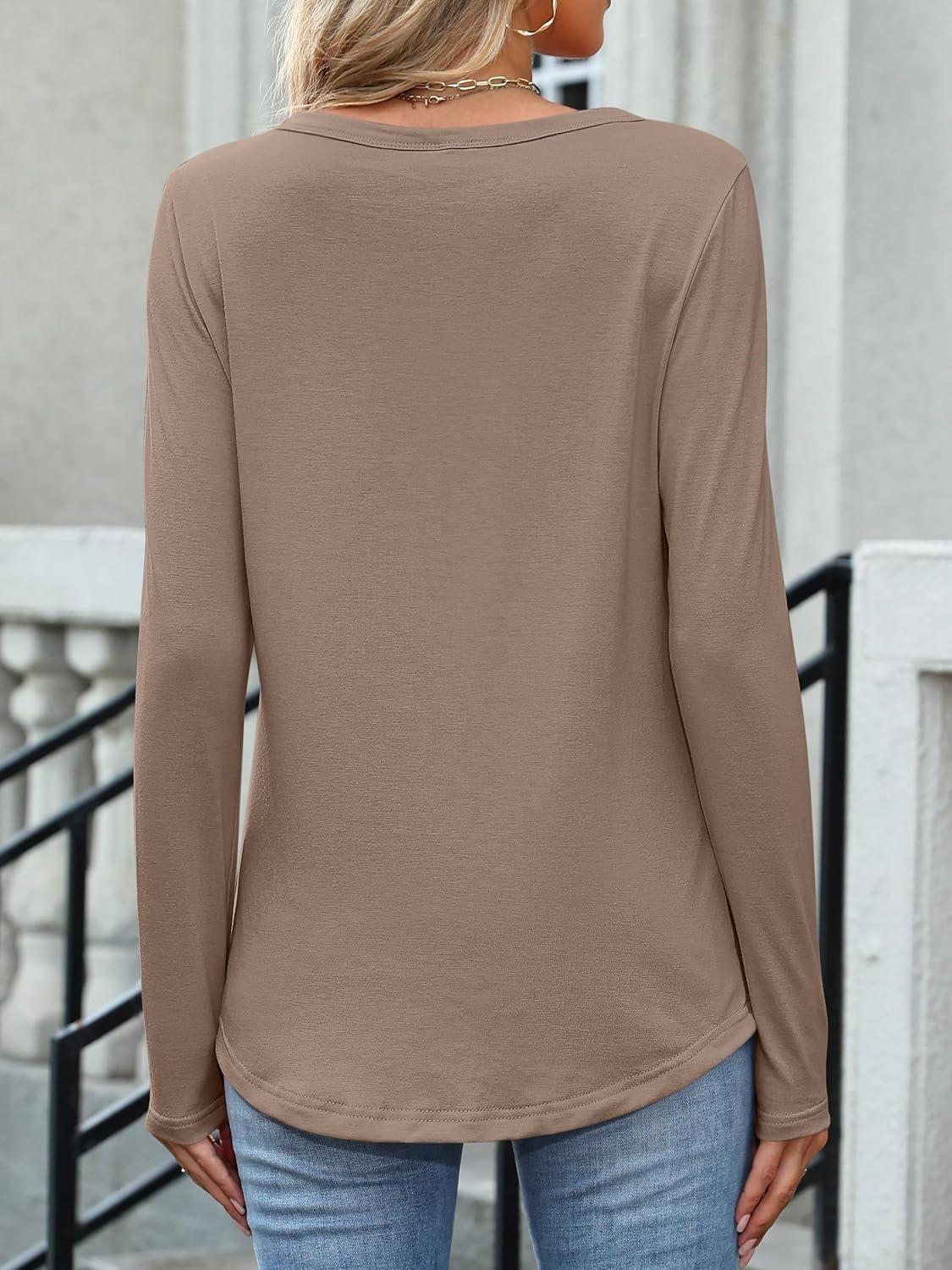 imageANRABESS Women Lace Tops Long Sleeve Shirts Eyelet Dressy Casual Blouses 2025 Fall Business Work OutfitsLight Brown