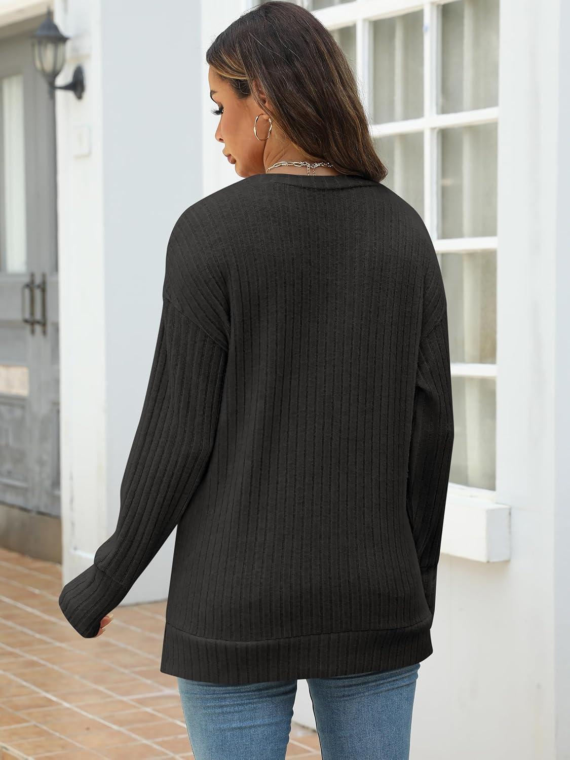 imageANRABESS Women Long Sleeve Shirts Business Casual Tunic Tops Fall Lightweight Sweaters Dressy Blouses 2025 Fashion OutfitsBlack