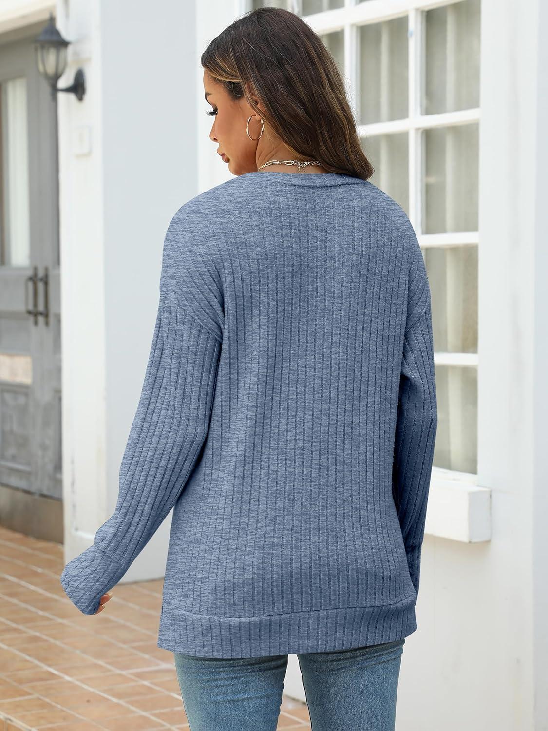 imageANRABESS Women Long Sleeve Shirts Business Casual Tunic Tops Fall Lightweight Sweaters Dressy Blouses 2025 Fashion OutfitsGrey Blue