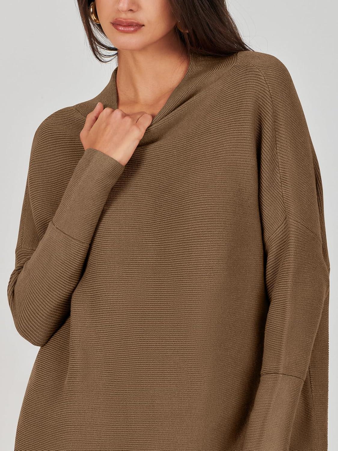 imageANRABESS Women Oversized Casual Loose Turtleneck Long Sleeve Slouchy Baggy Knit Tunic Sweaters Pullover 2025 Fall OutfitsCoffee